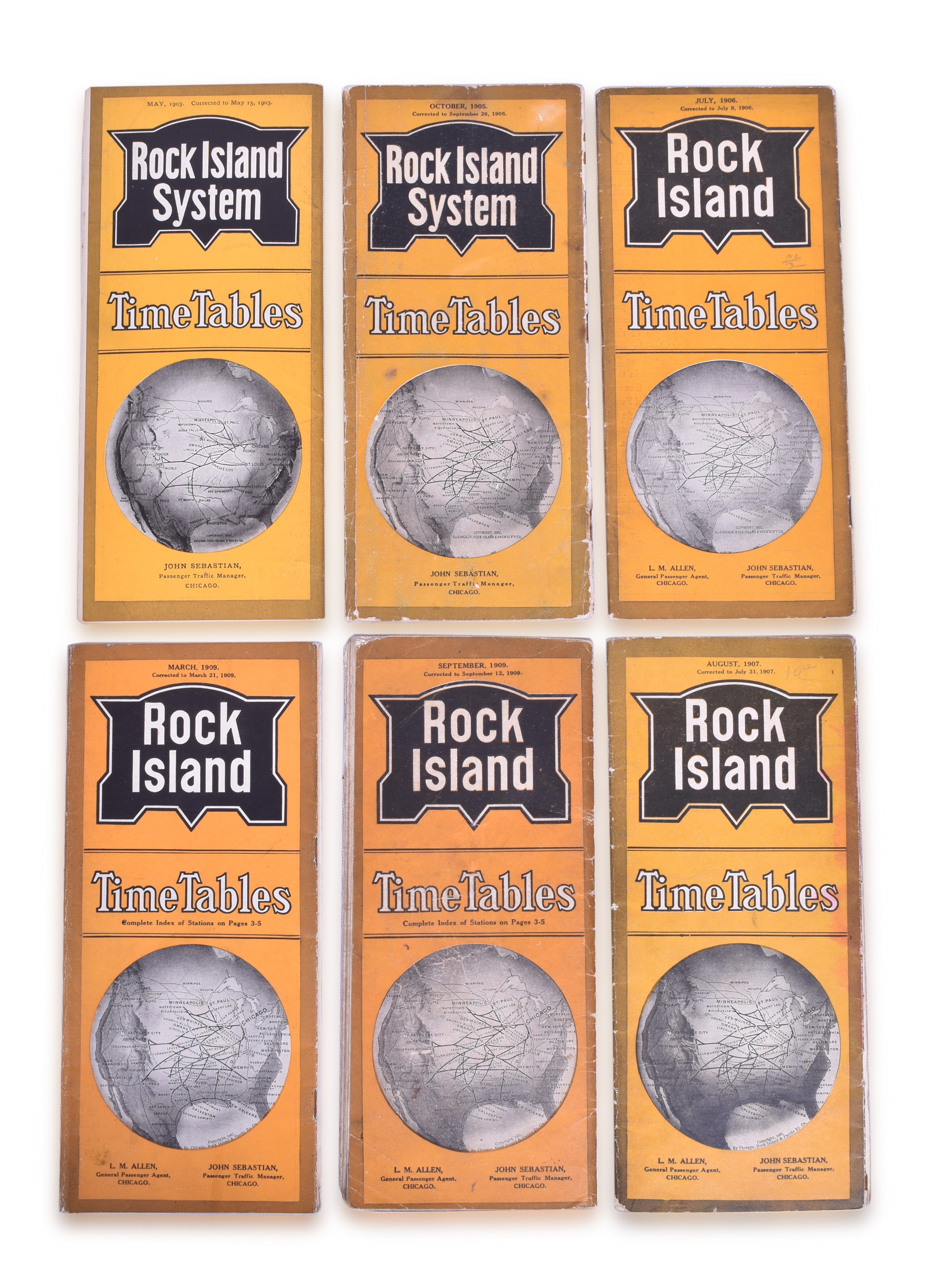 3001 - Rock Island Railroad Timetables of Years 1903, 1905, 1906, 1907 & 1909 thumbnail