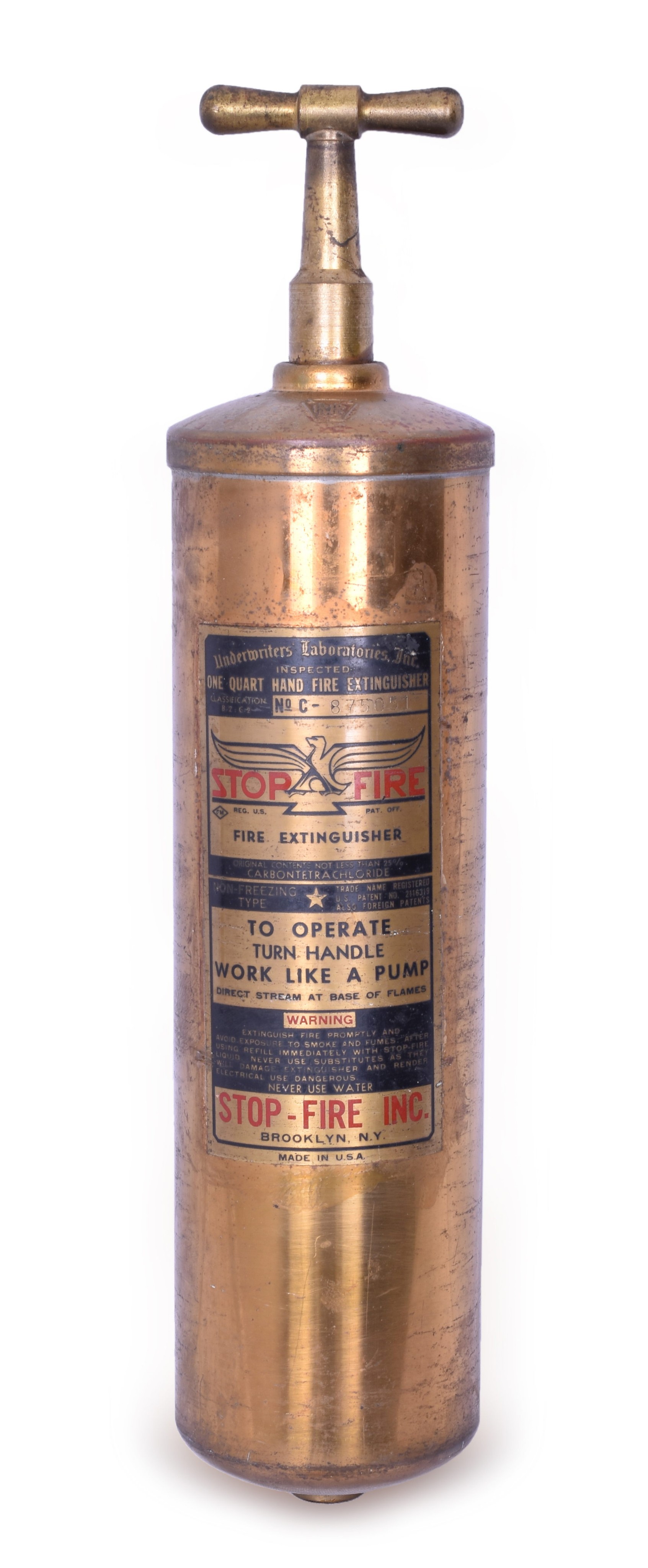 3022 - Long Island Railroad Stop Fire Brass Fire Extinguisher thumbnail