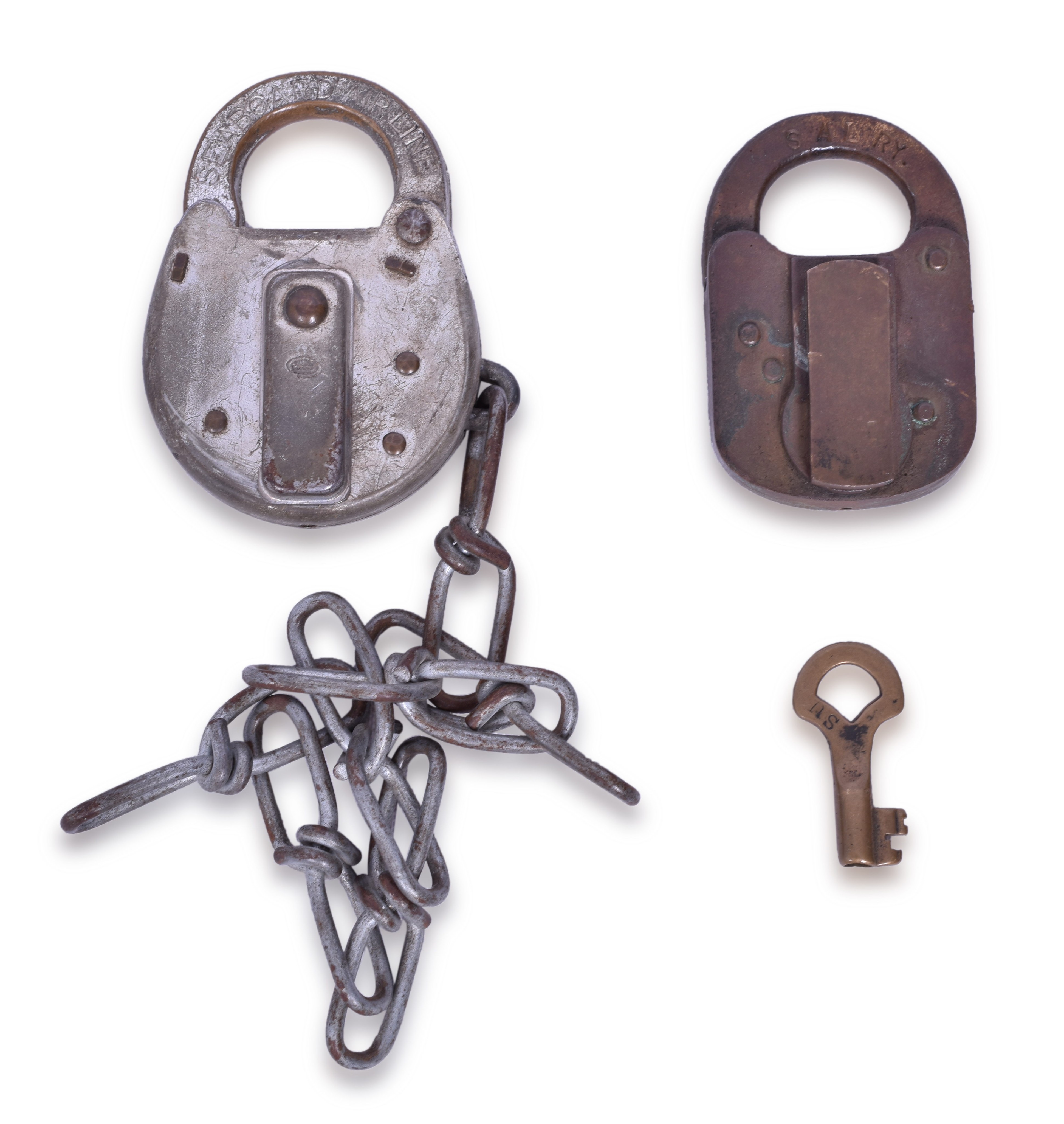 3026 - Pair of Seaboard Airline Railroad Locks - E.T. Fraim and Corbin thumbnail