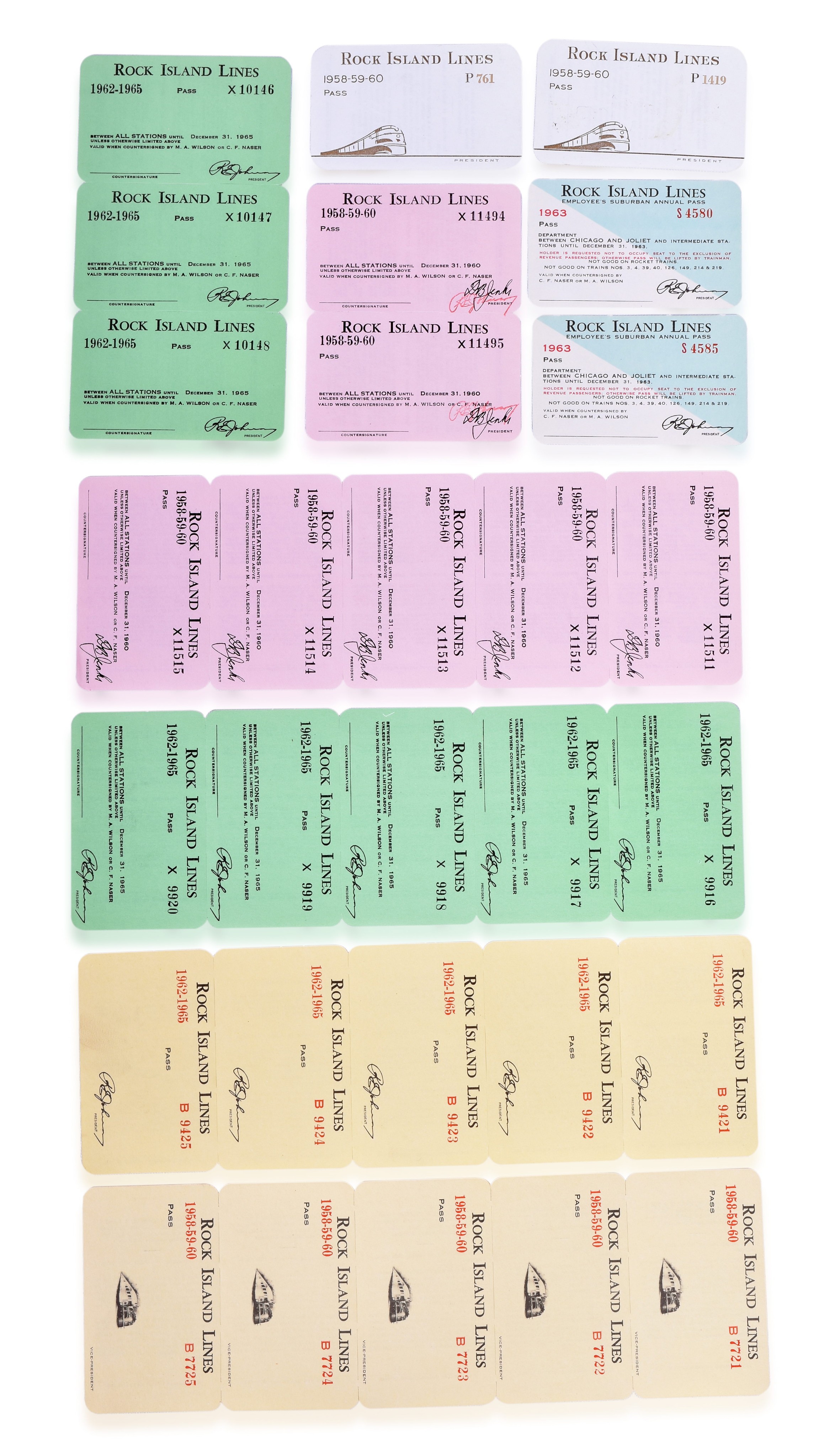 3027 - Twenty Seven Unused / Unprinted Rock Island Railroad Passes - 1958-1965 thumbnail
