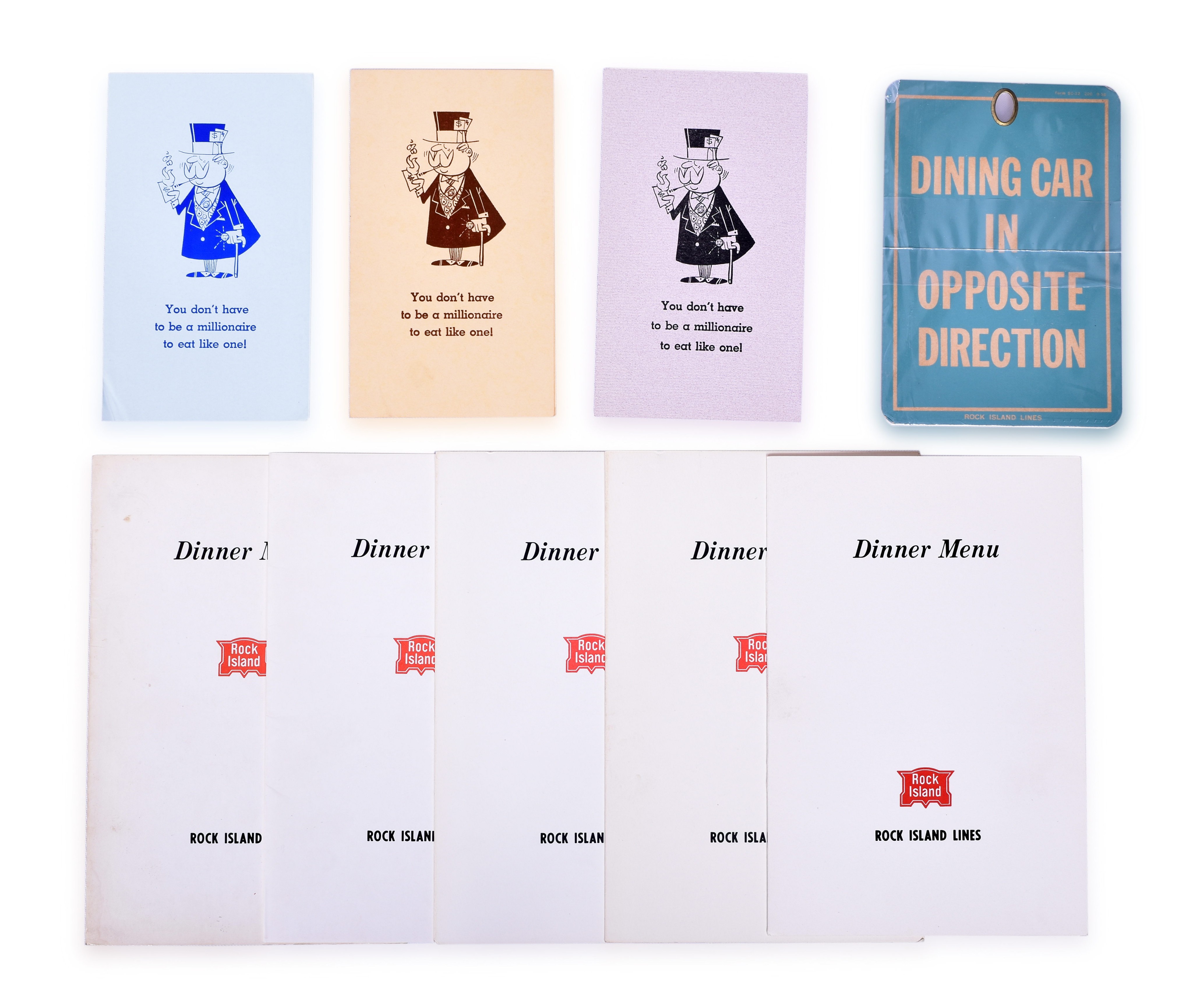 3049 - Rock Island Lines Railroad Advertising, Dining Car Signage, & Menus. thumbnail