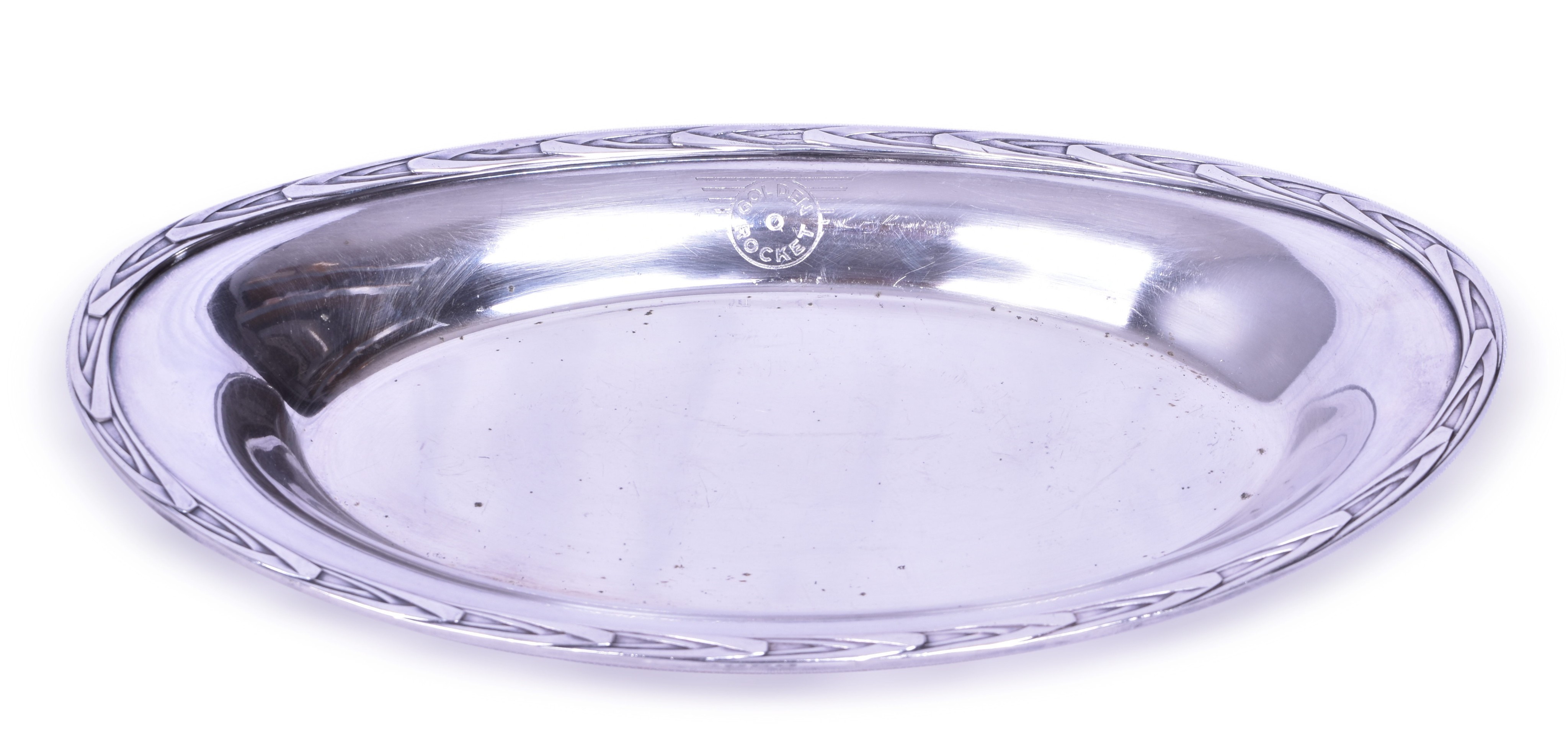 3069 - International Silver Company Rock Island Lines Southern Pacific Golden Rocket Railroad Bread Tray thumbnail