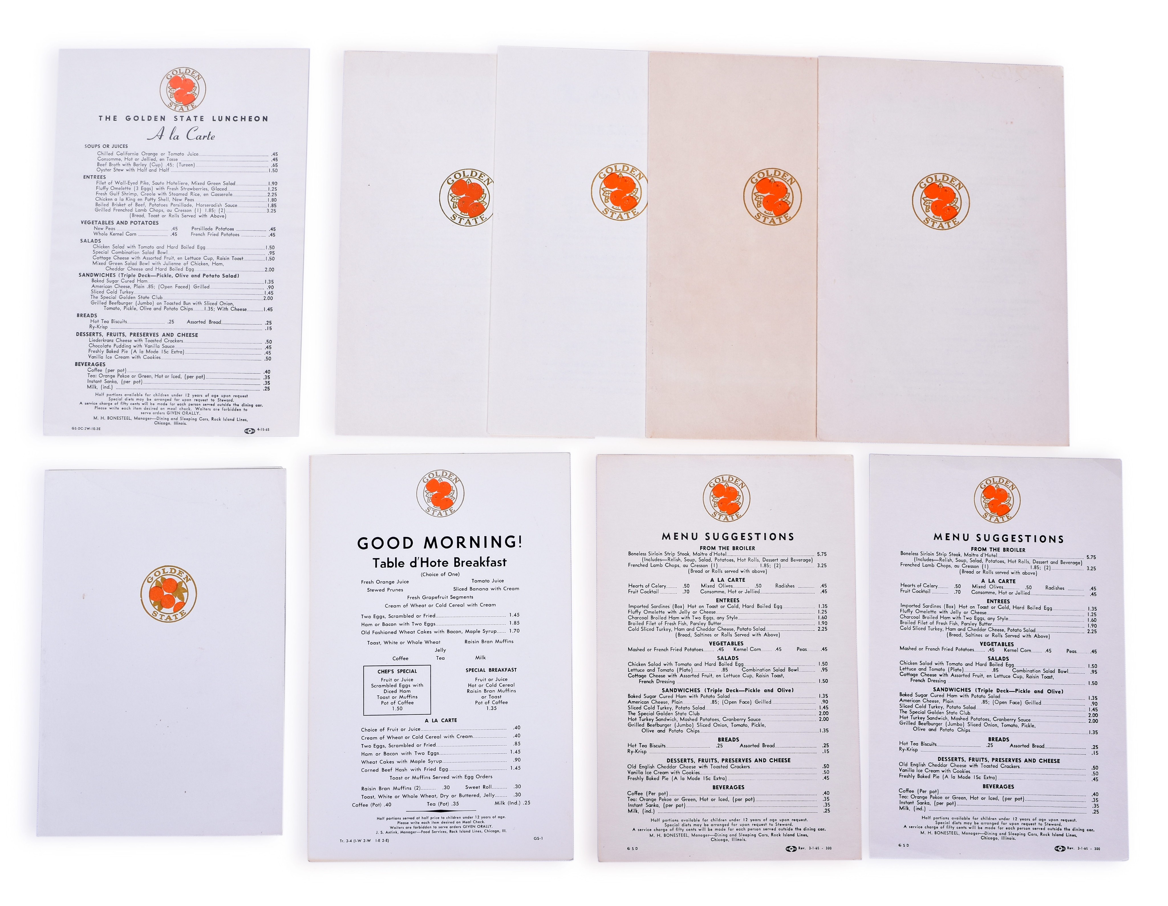 3073 - The Golden State Rock Island Southern Pacific Railroad Menus thumbnail