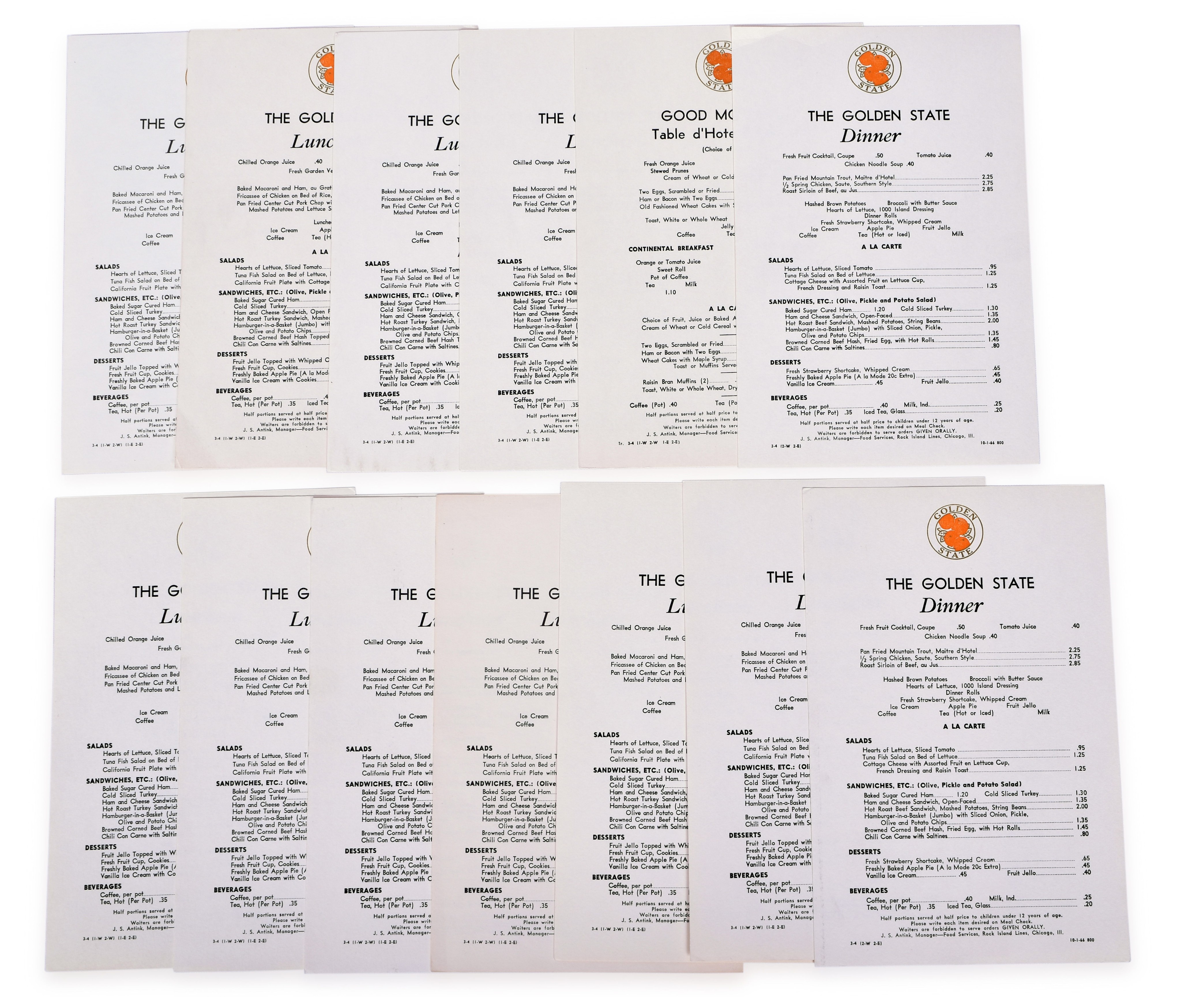 3079 - The Golden State Rock Island Southern Pacific Railroad Menus thumbnail