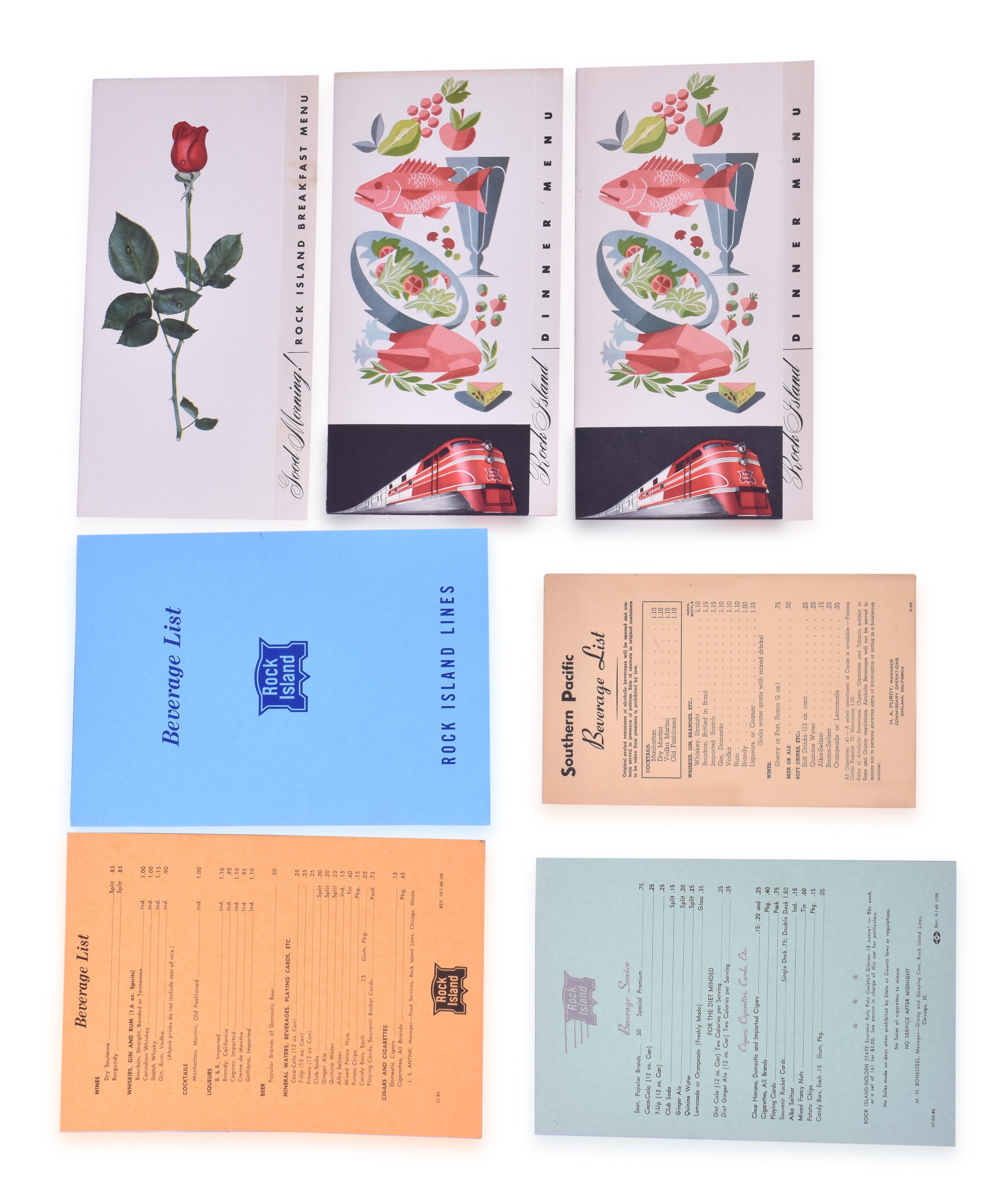 3103 - Rock Island southern Pacific Railroad Menus thumbnail