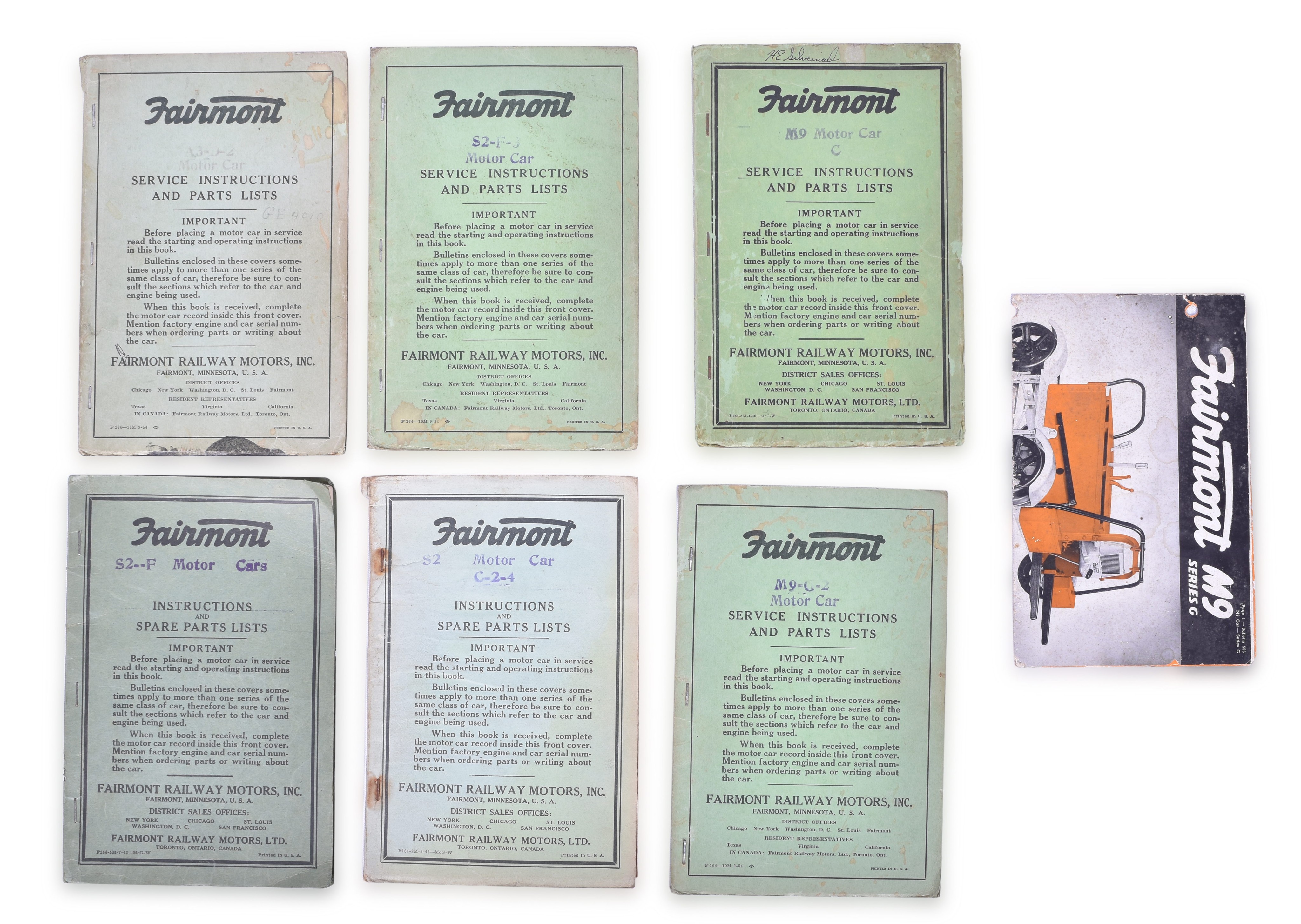 3108 - Six Fairmont Speeder / Motorcar Service Instructions and Parts List - M9, A3, S2 thumbnail
