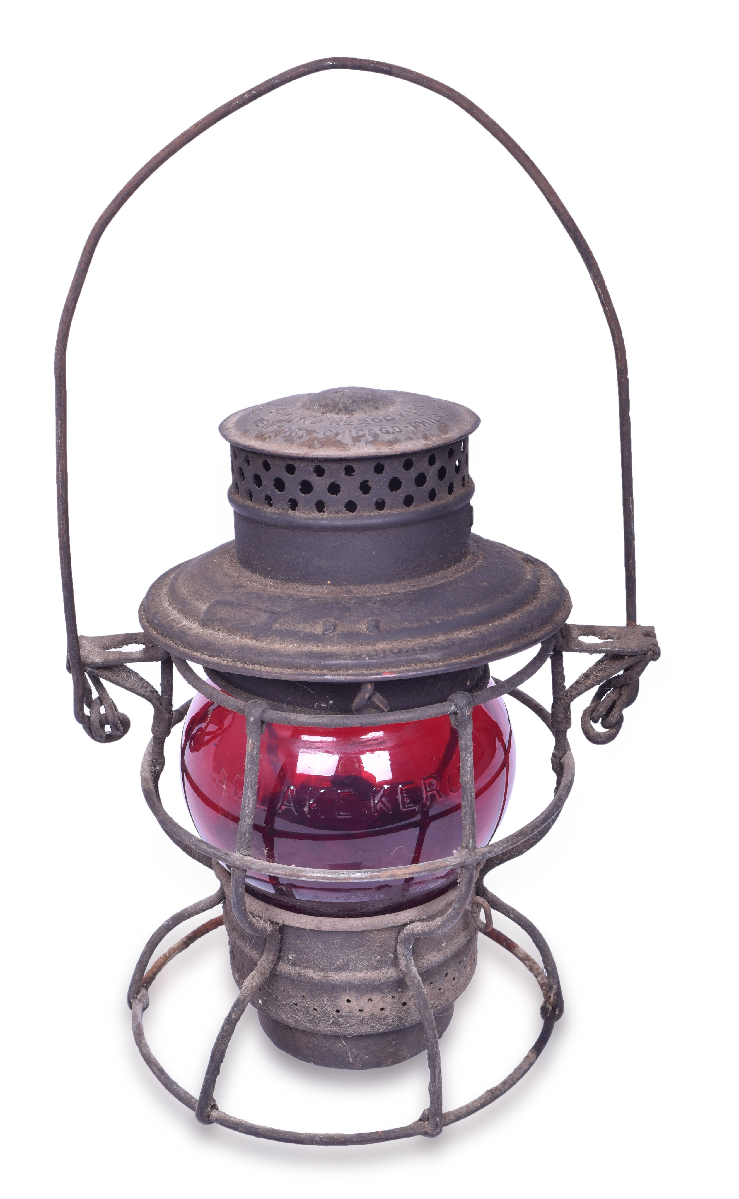3116 - Adams & Westlake Kero 200 Chicago and Alton Railroad Lantern w/ Red Globe thumbnail