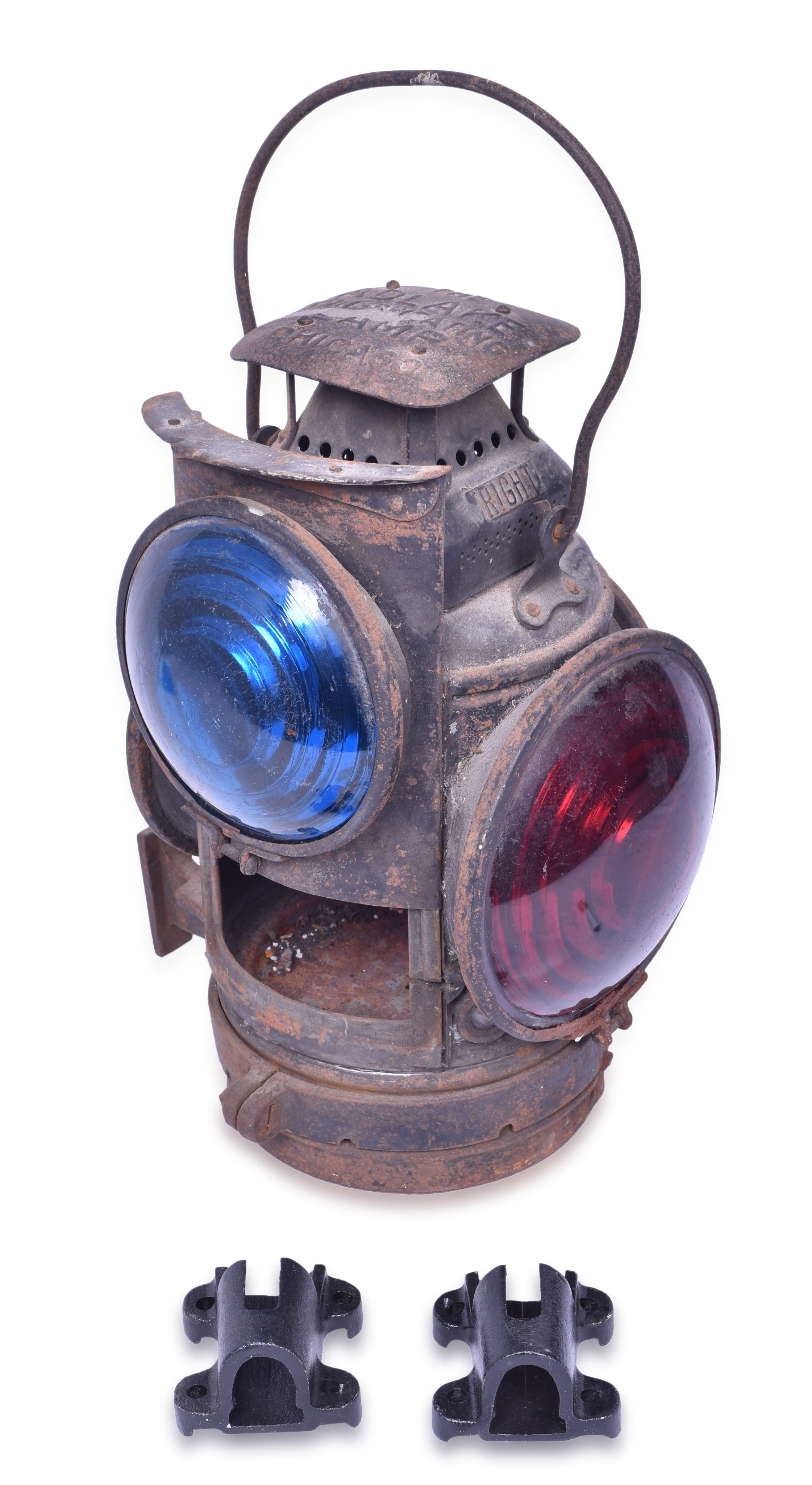 3130 - Chicago and Alton Railroad Adlake Right Marker Lamp w/ Brackets thumbnail