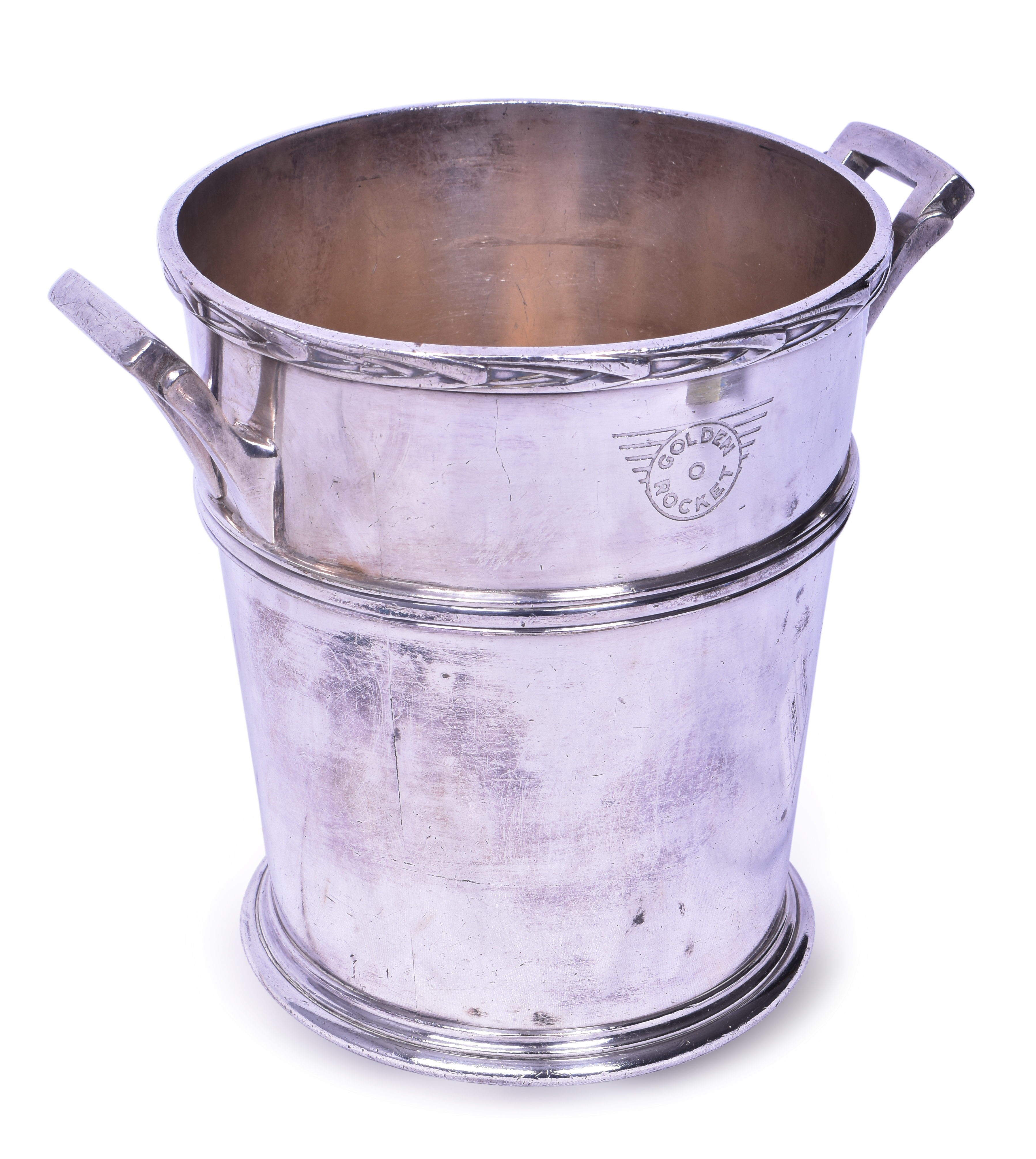 3145 - International Silver Co. Golden Rocket Chicago Rock Island & Pacific Railroad Ice Bucket thumbnail