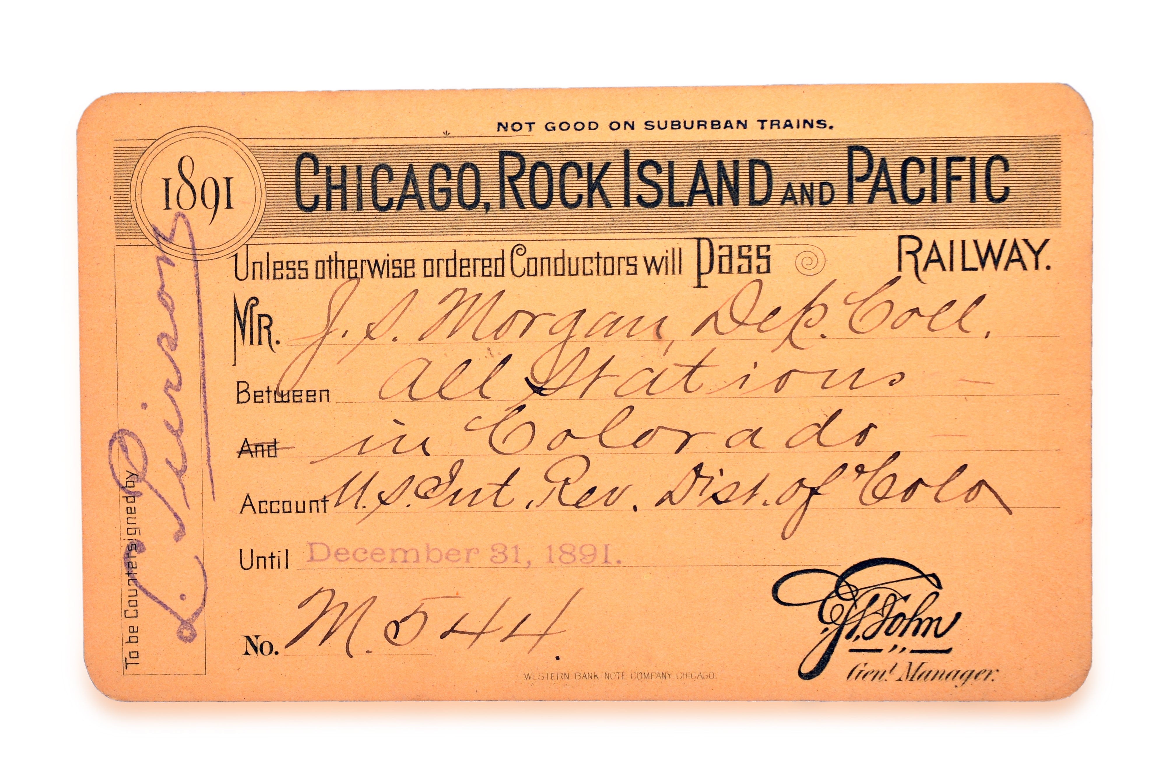 3153 - Chicago, Rock Island & Pacific 1891 Annual Pass thumbnail