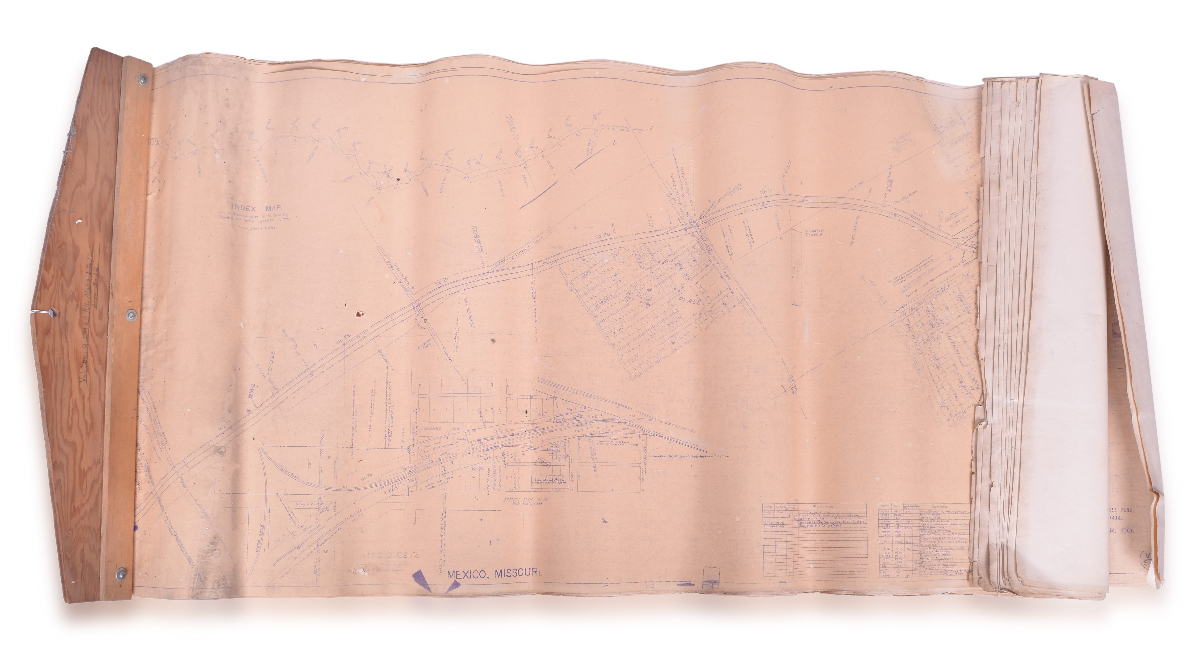 3164 - Chicago & Alton, Kansas City, St. Louis & Chicago, and Louisiana and Missouri River Railroad Section Maps from Mexico, Missouri thumbnail