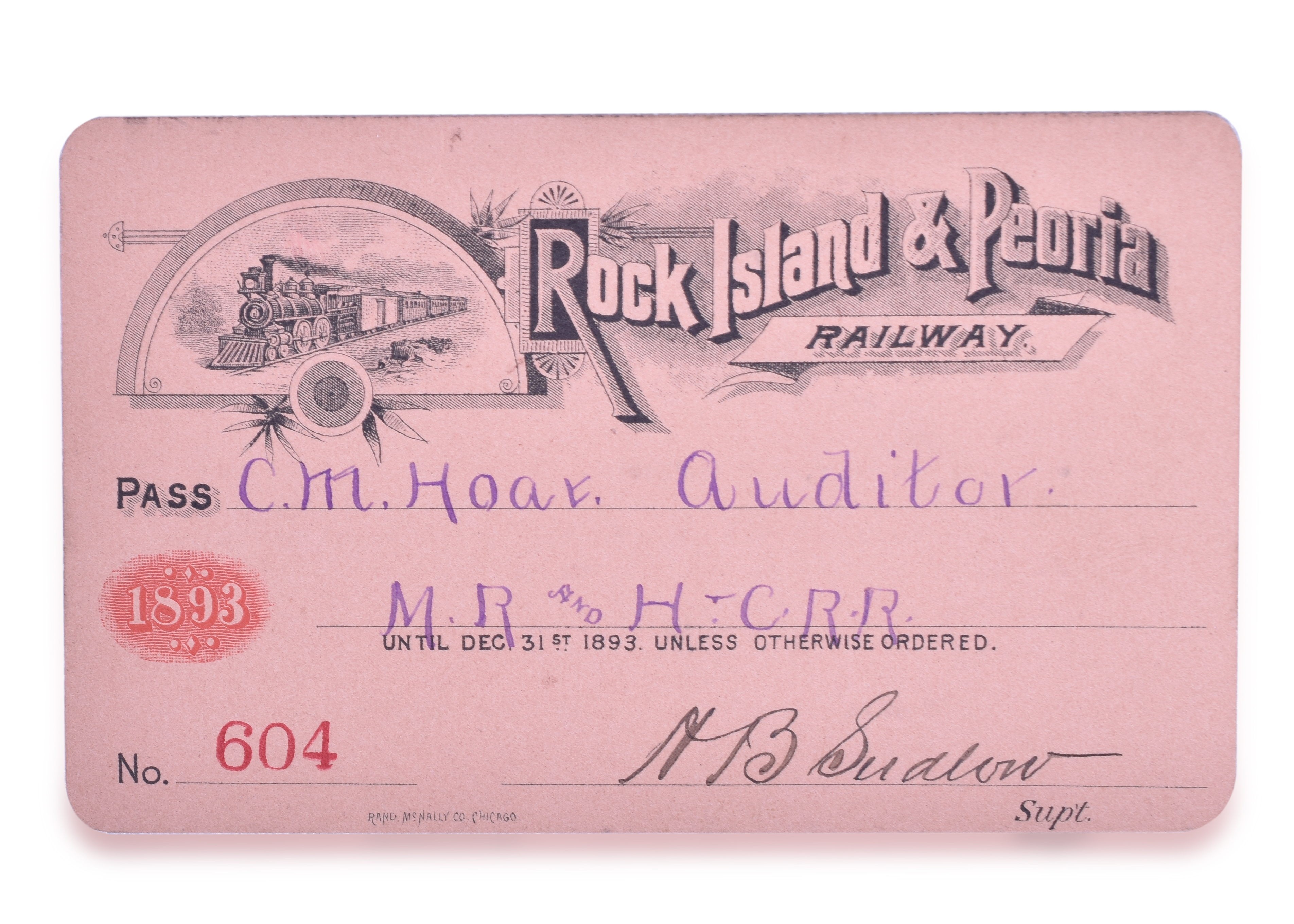 3171 - 1901 Peoria & Rock Island Railroad Annual Pass thumbnail