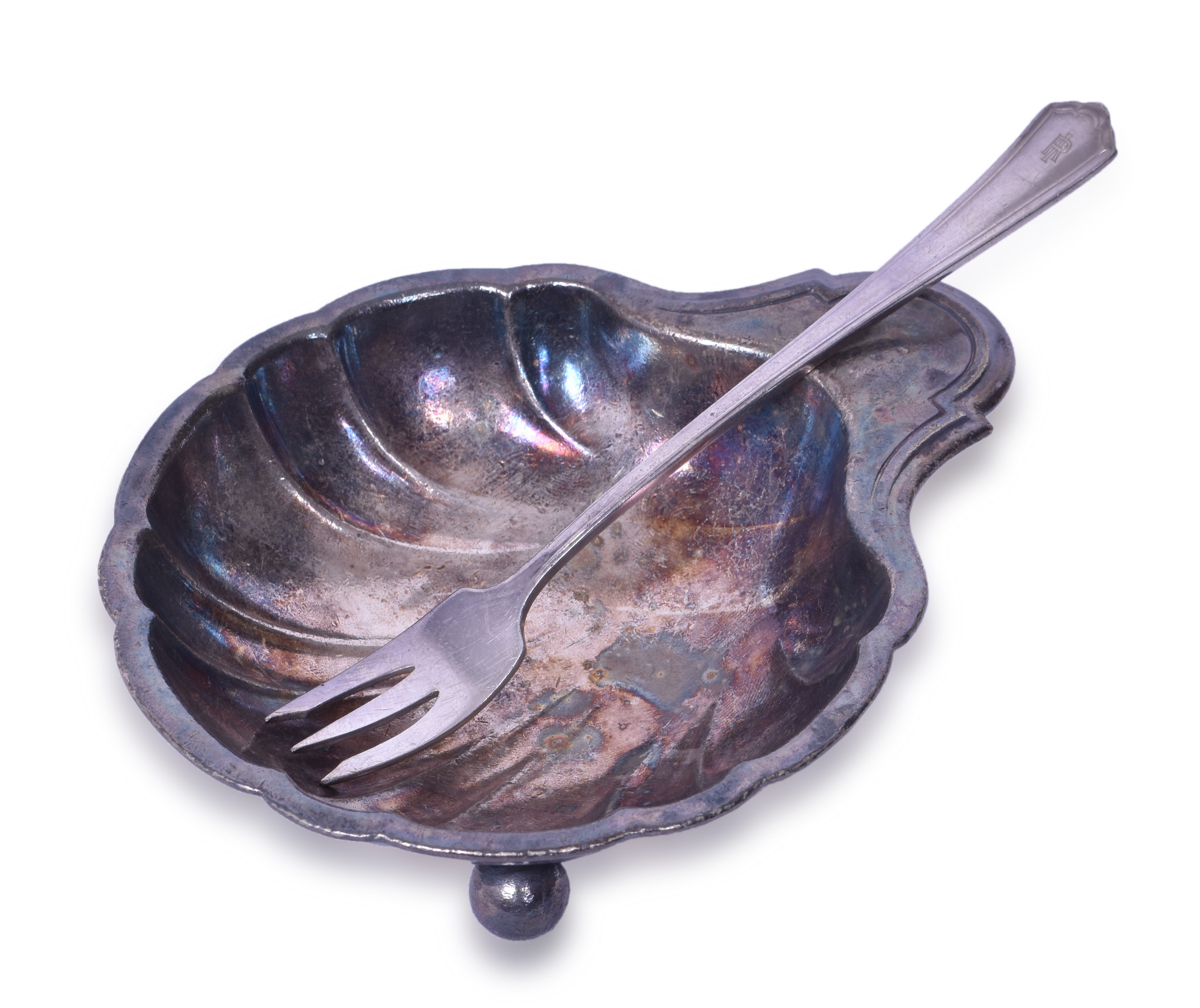 3209 - R. Wallace Rock Island Lines Railroad Seafood Serving Dish & Seafood Fork thumbnail