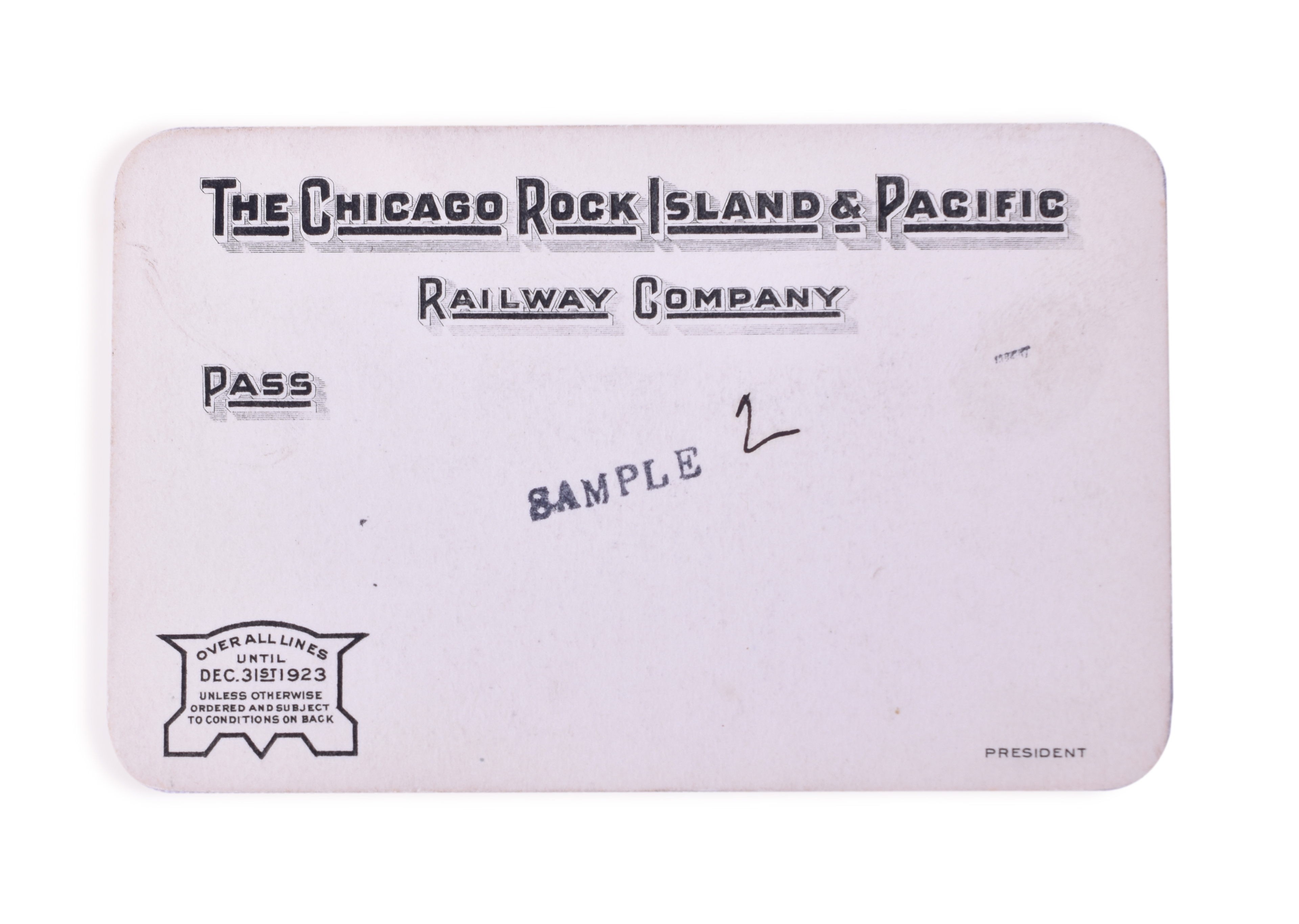 3225 - Chicago, Rock Island & Pacific 1923 Annual Pass Sample thumbnail
