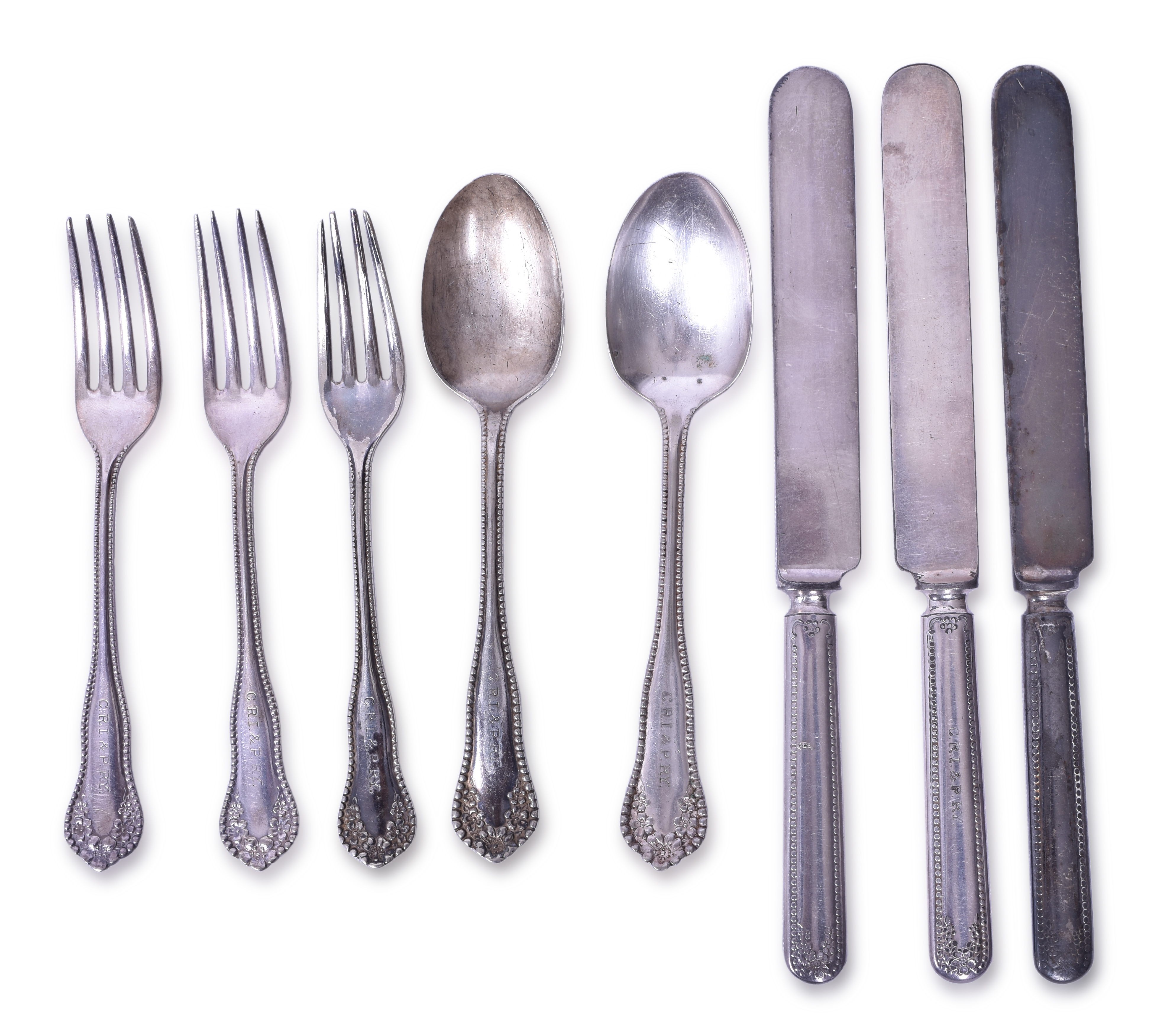 3245 - Rogers Chicago, Rock Island and Pacific Railroad Flatware. thumbnail