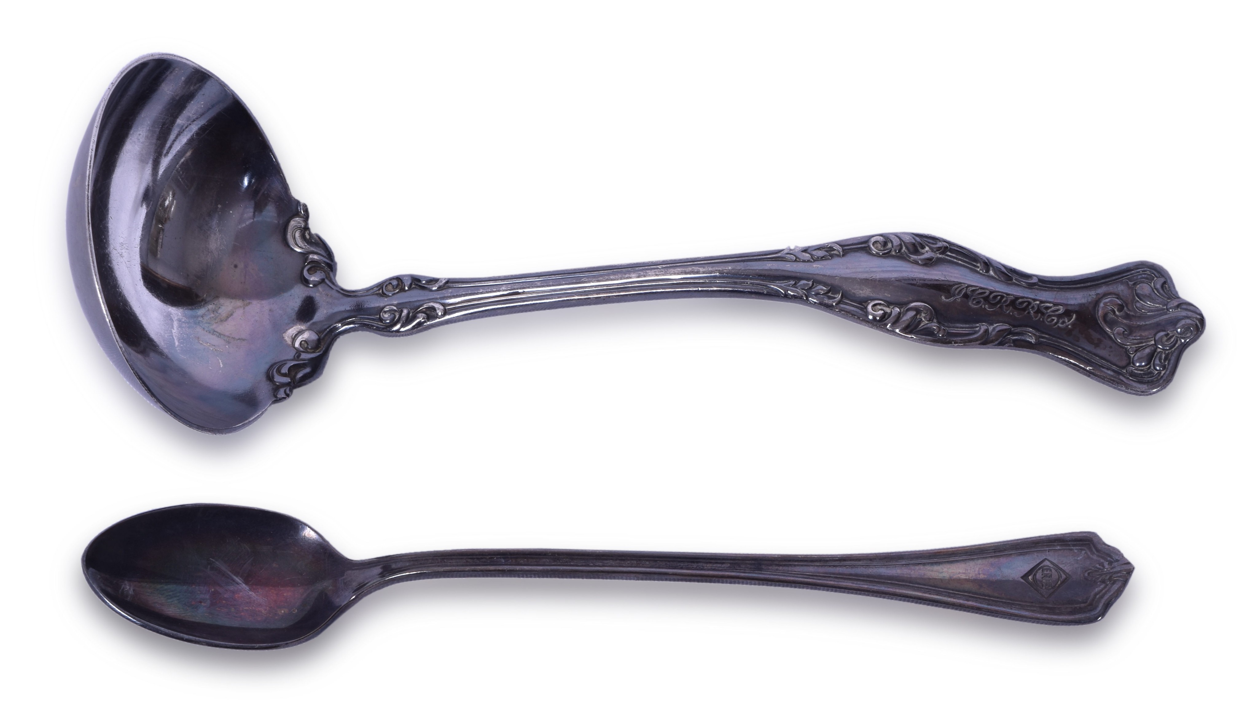 3266 - Meriden Britannia Company, International Silver Co. Illinois Central, Erie Railroad Iced Tea Spoon & Gravy Ladle thumbnail