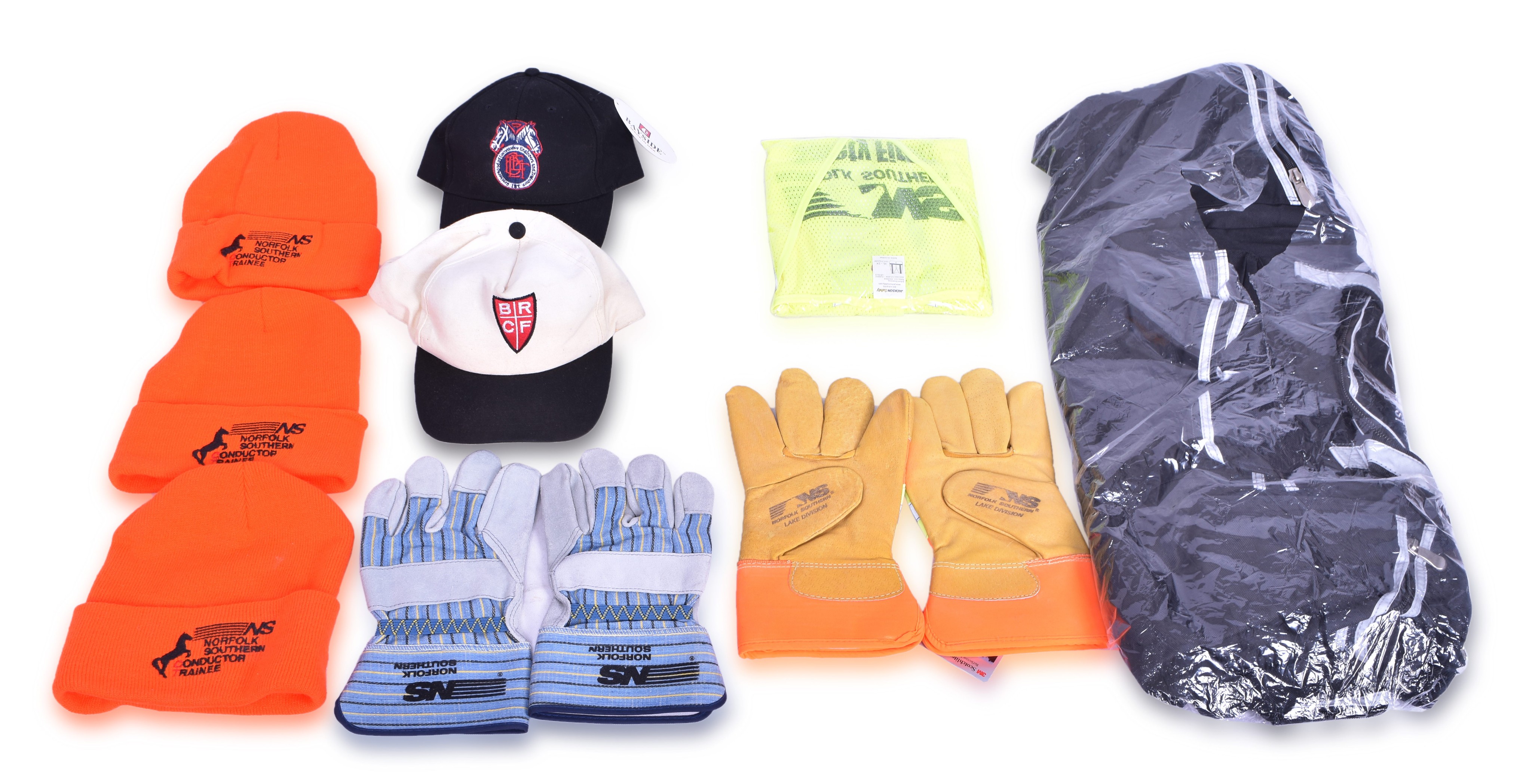 3296 - Norfolk Southern Railroad High Visibility Clothing, Work Gloves, Duffle Bag, etc. thumbnail