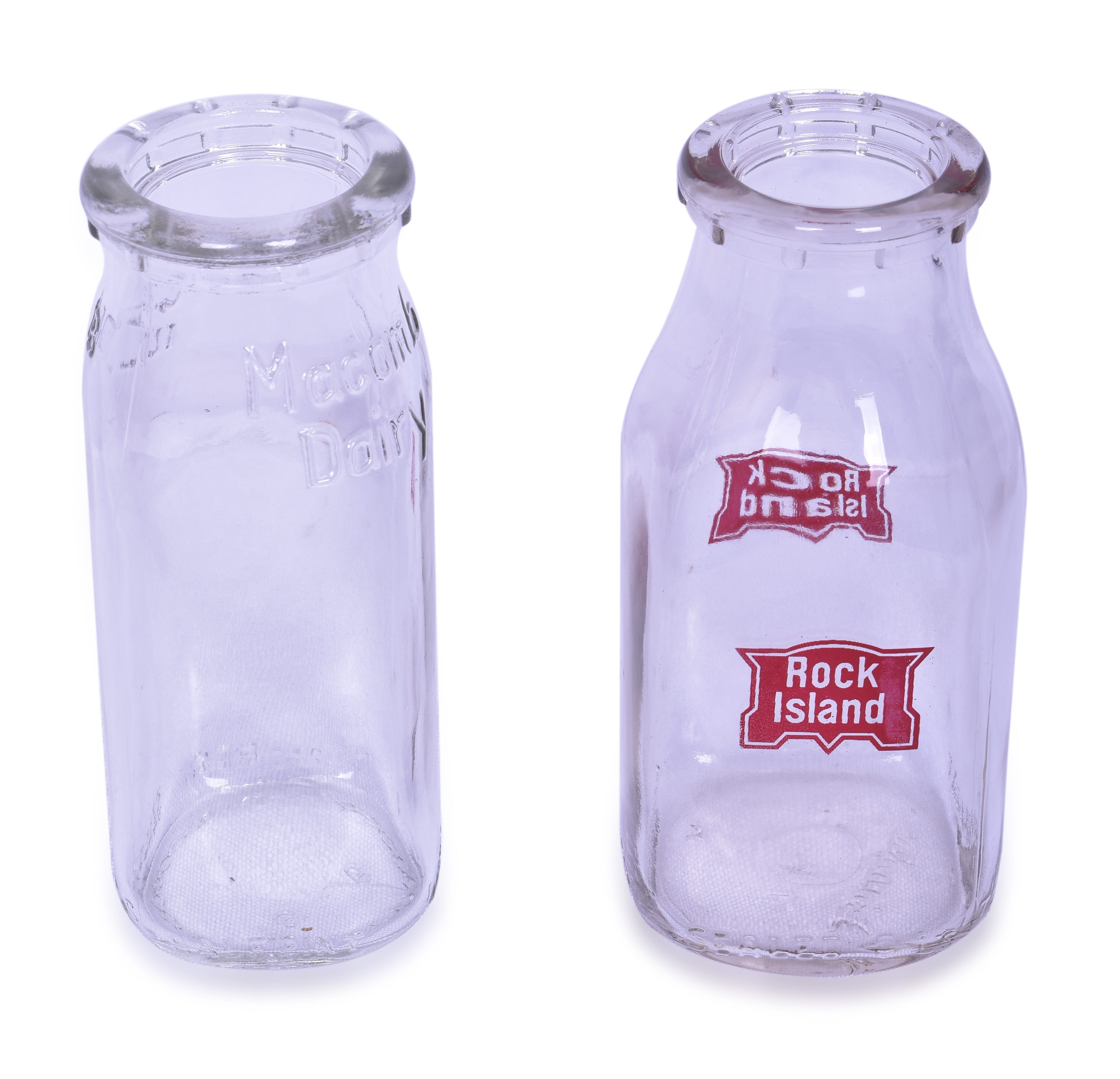 3297 - The Chicago, Rock Island and Pacific Railroad & Macomb Dairy Glass Milk Bottles thumbnail