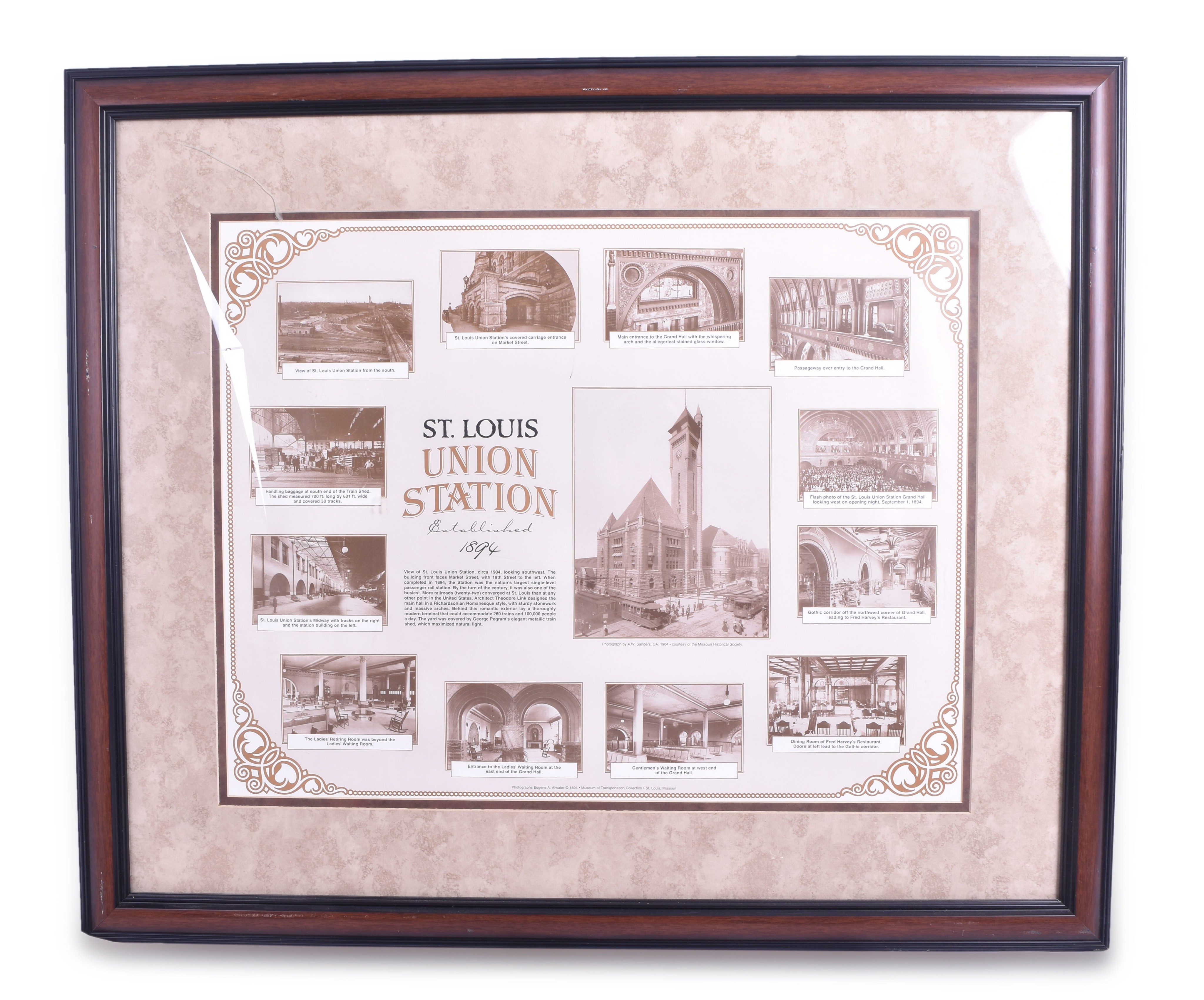 3310 - Three Framed Railroad Photos and Memorabilia - Northern Pacific, St. Louis Union Station thumbnail