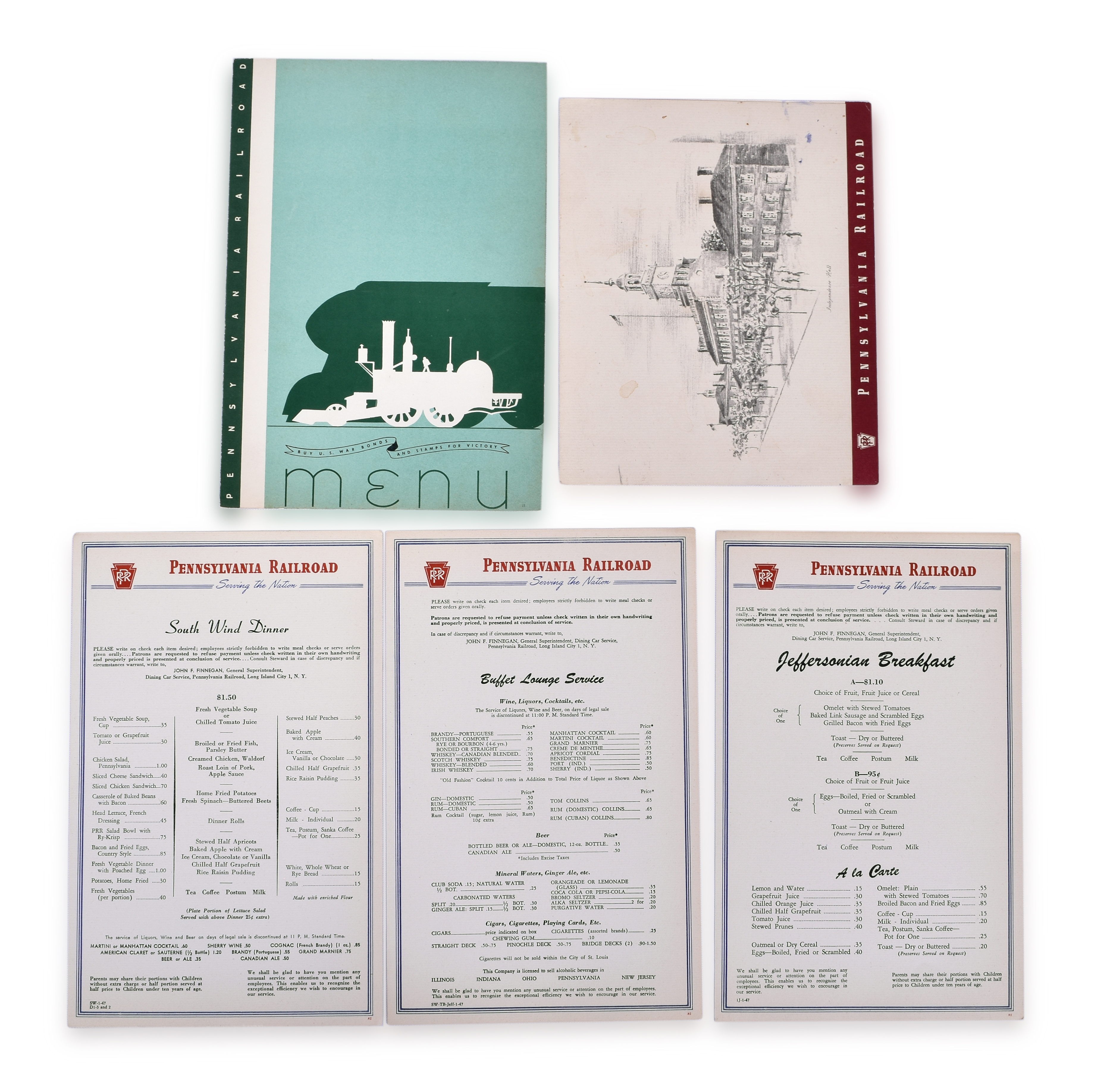 3313 - Pennsylvania Railroad 1940's Menus thumbnail