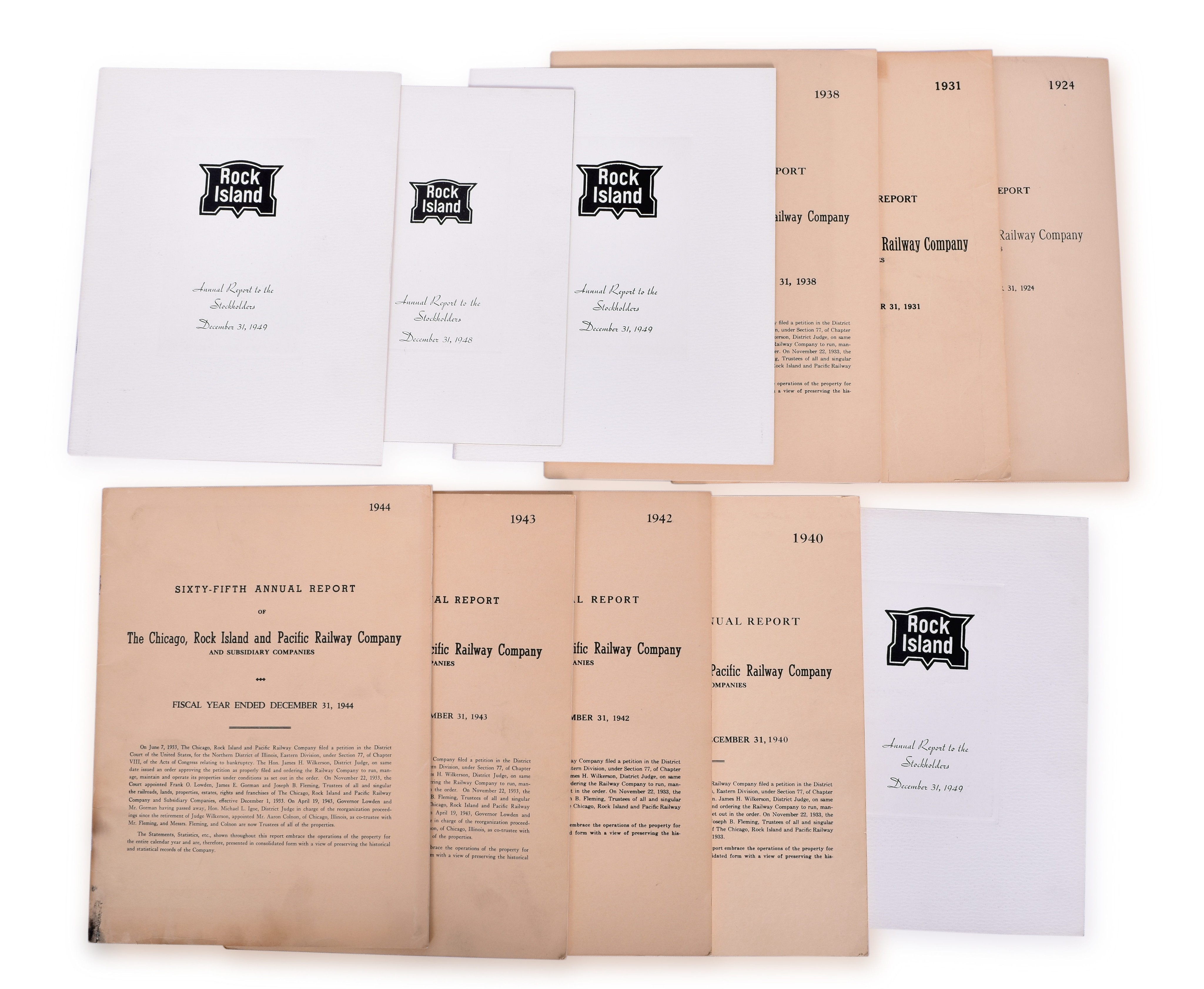 3318 - Eleven Chicago, Rock Island & Pacific Railroad Annual Reports 1924-1949 thumbnail