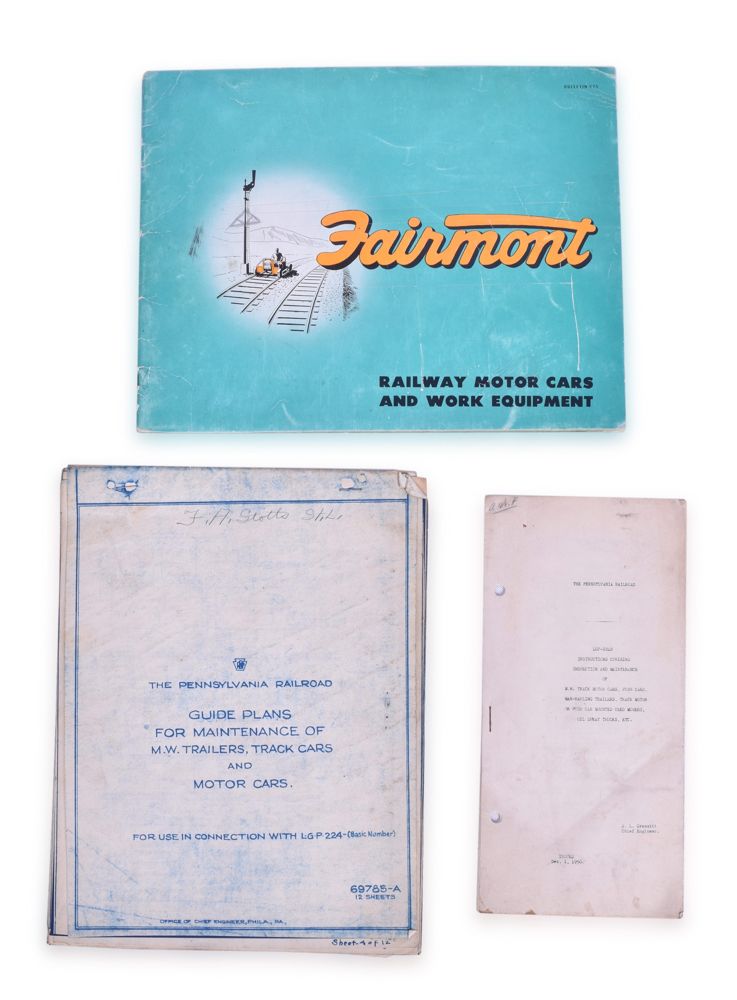 3321 - Pennsylvania Railroad Instructions, Maintenance Guide Plans for M.W. Trailers, Track Cars & Motor Cars, Inspection Booklet & Fairmont Book thumbnail