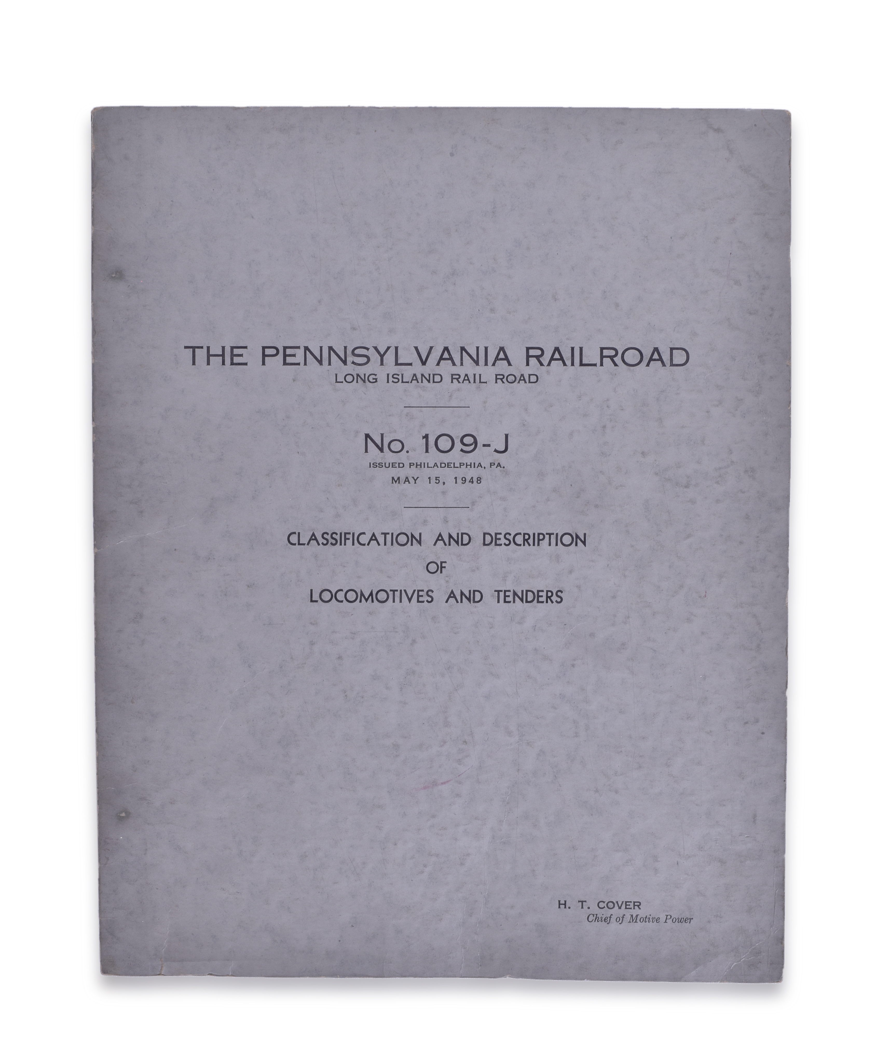 3327 - Pennsylvania & Long Island Railroad 1948 No. 109-J Classification & Description Locomotives and Tenders & 1965 Association of American Railroads Figuring Clearance Data Booklet thumbnail