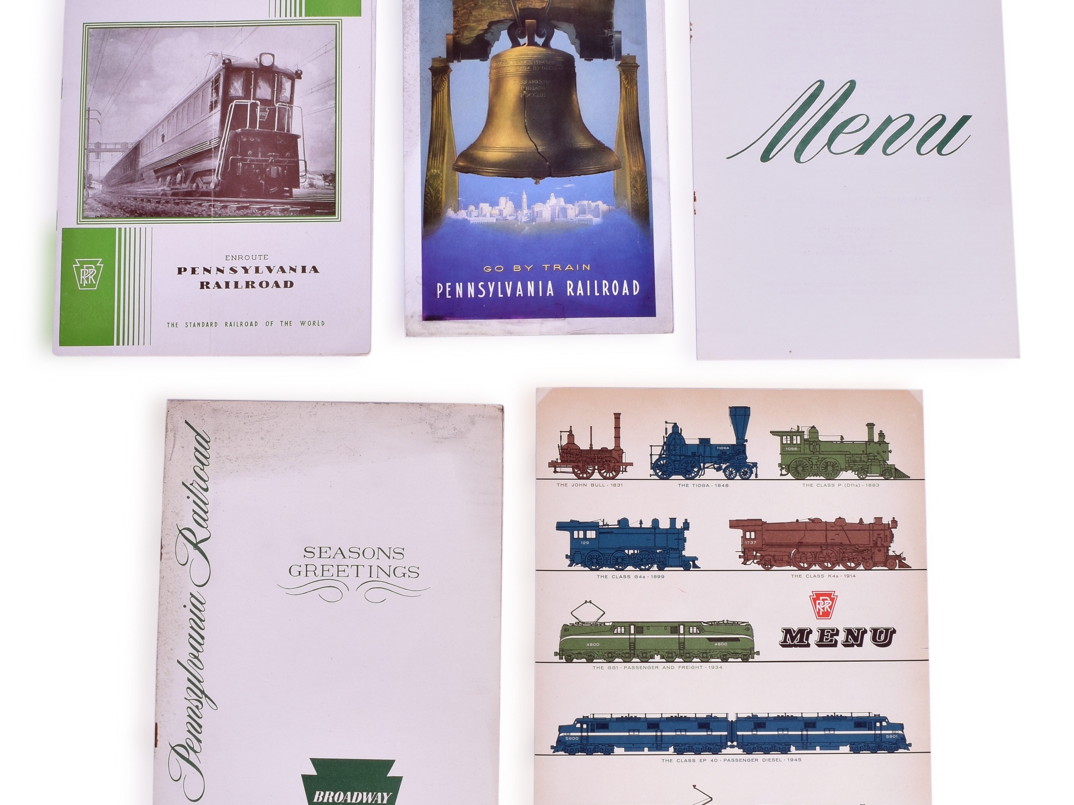 3309 - Pennsylvania Railroad Menus, Seasons Greetings Broadway Limited & Menu with Advertisements from Babe Ruth & Marshall Field & Company thumbnail