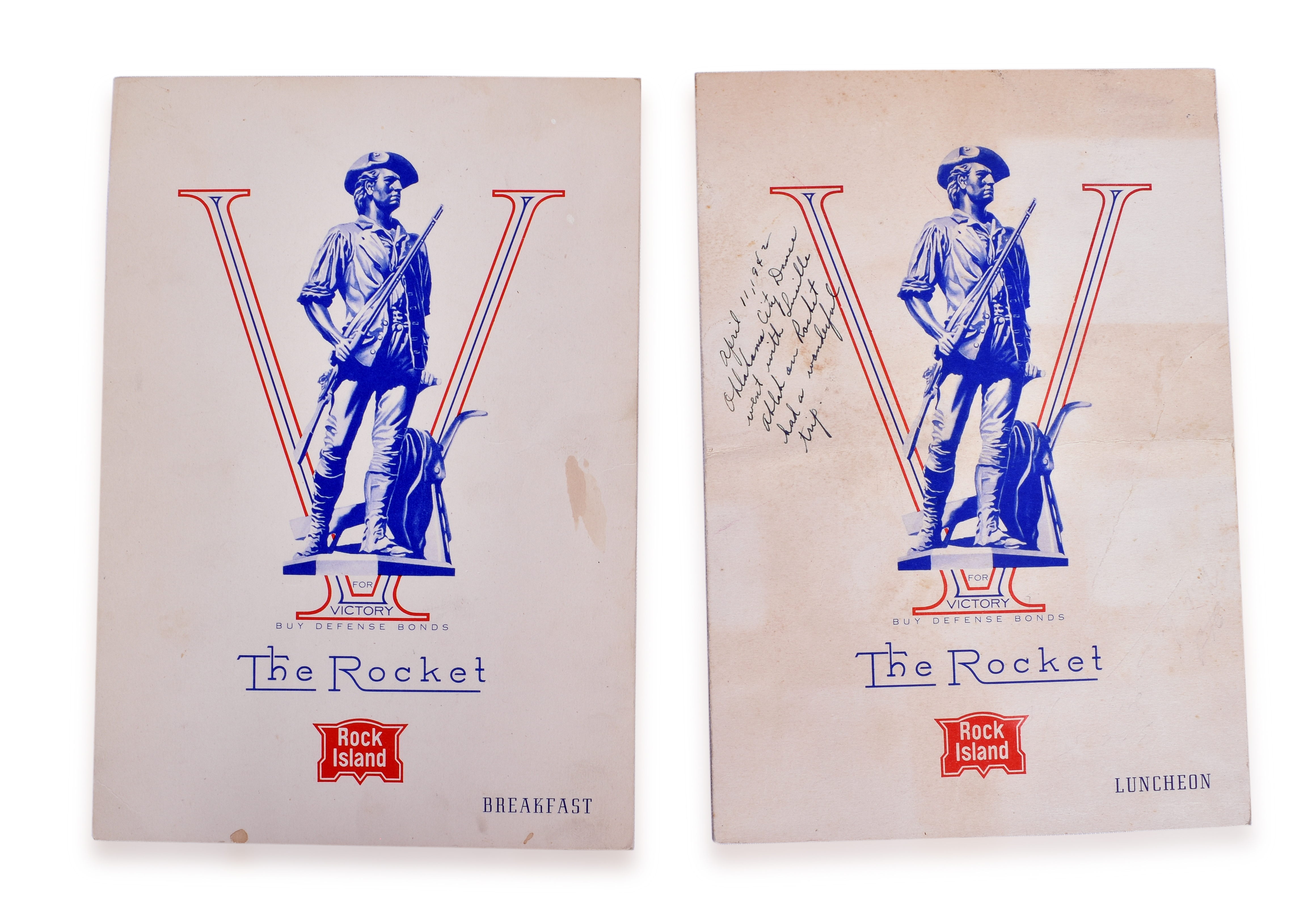 3361 - The Chicago, Rock Island and Pacific Railroad 1942 The Rocket Breakfast & Luncheon Menus thumbnail