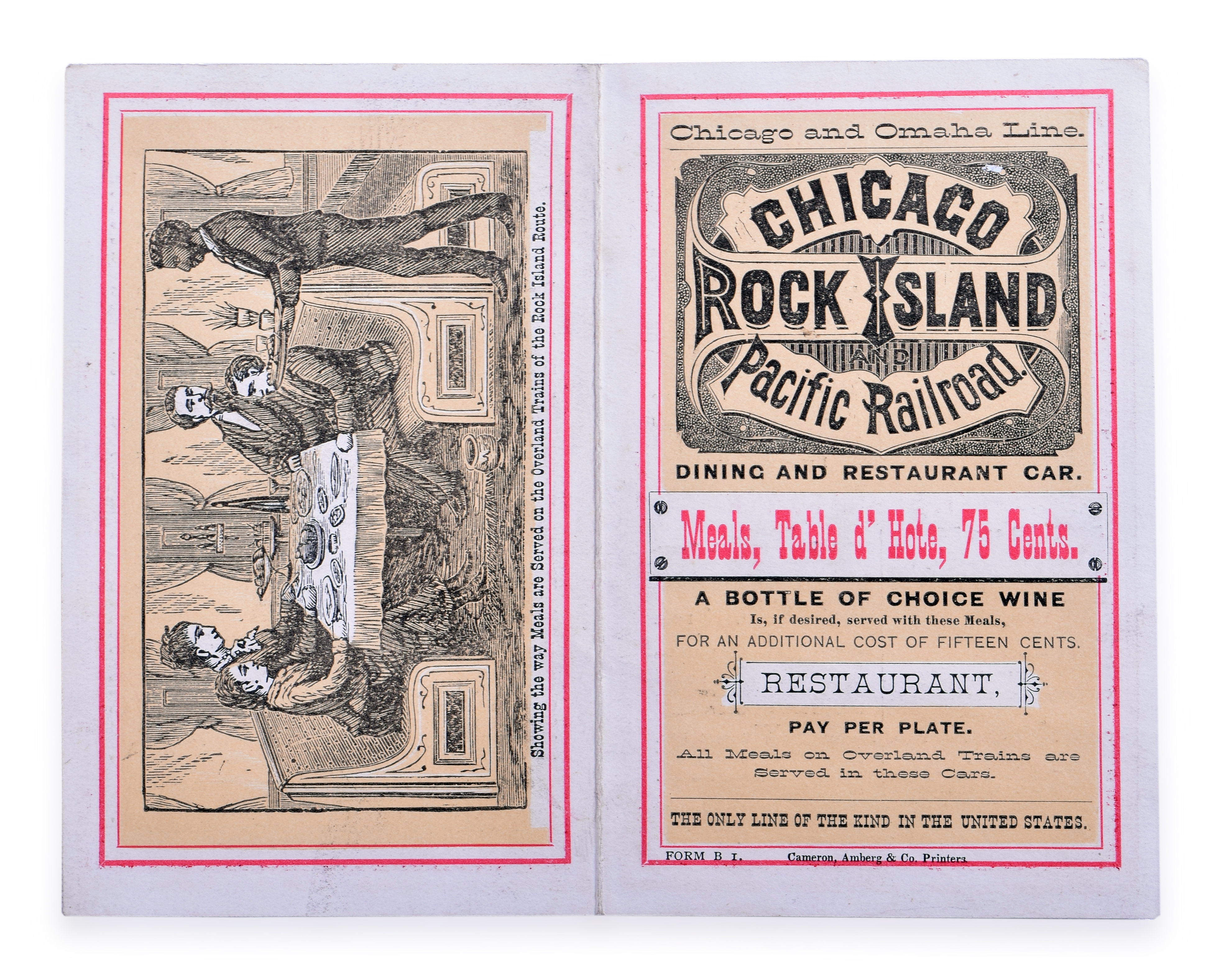 3365 - The Chicago, Rock Island and Pacific Railroad Overland Train Early Menu thumbnail