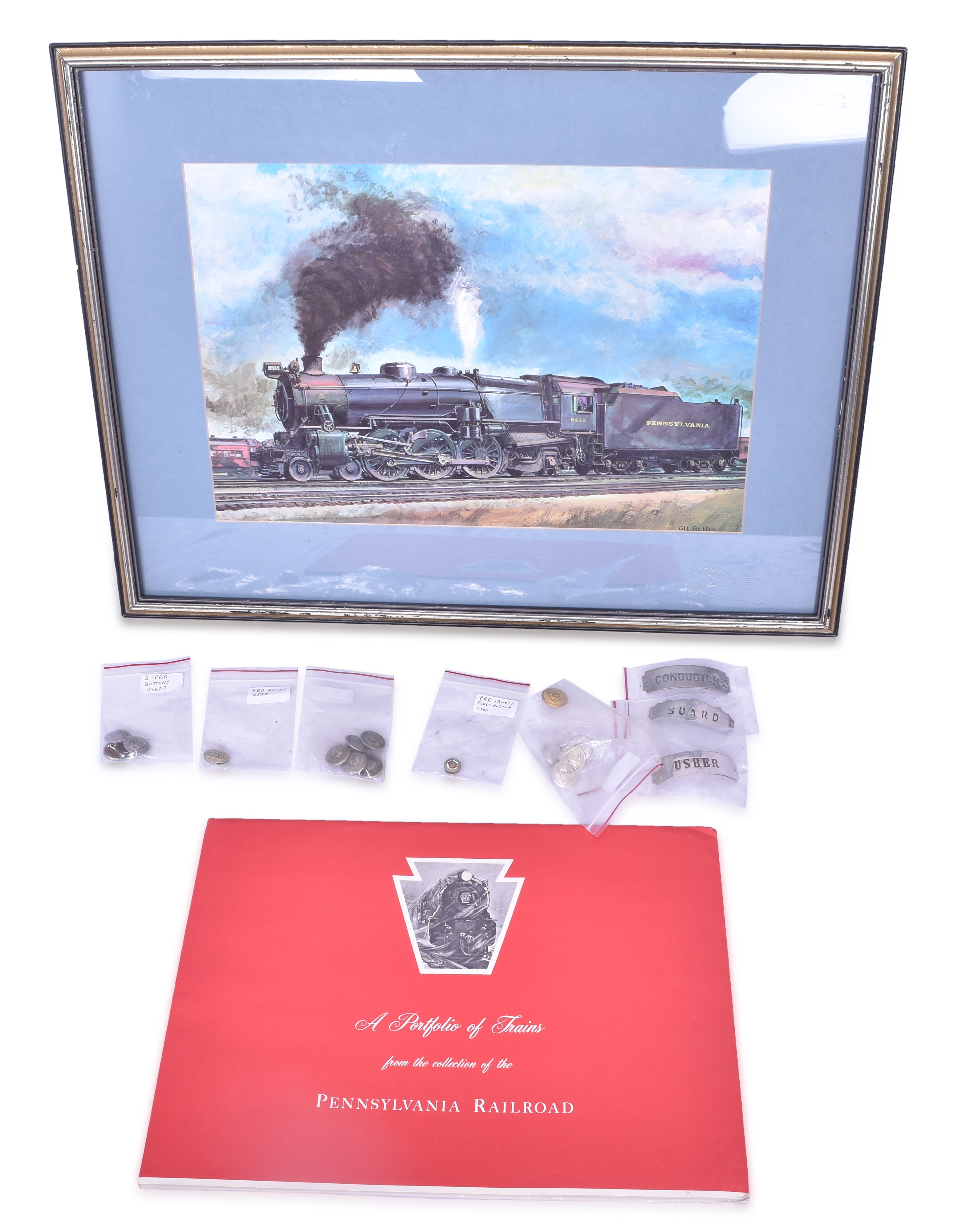 3366 - Pennsylvania Railroad K-4 Print, Portfolio of Trains, Uniform Buttons, Cap Badges, etc. thumbnail