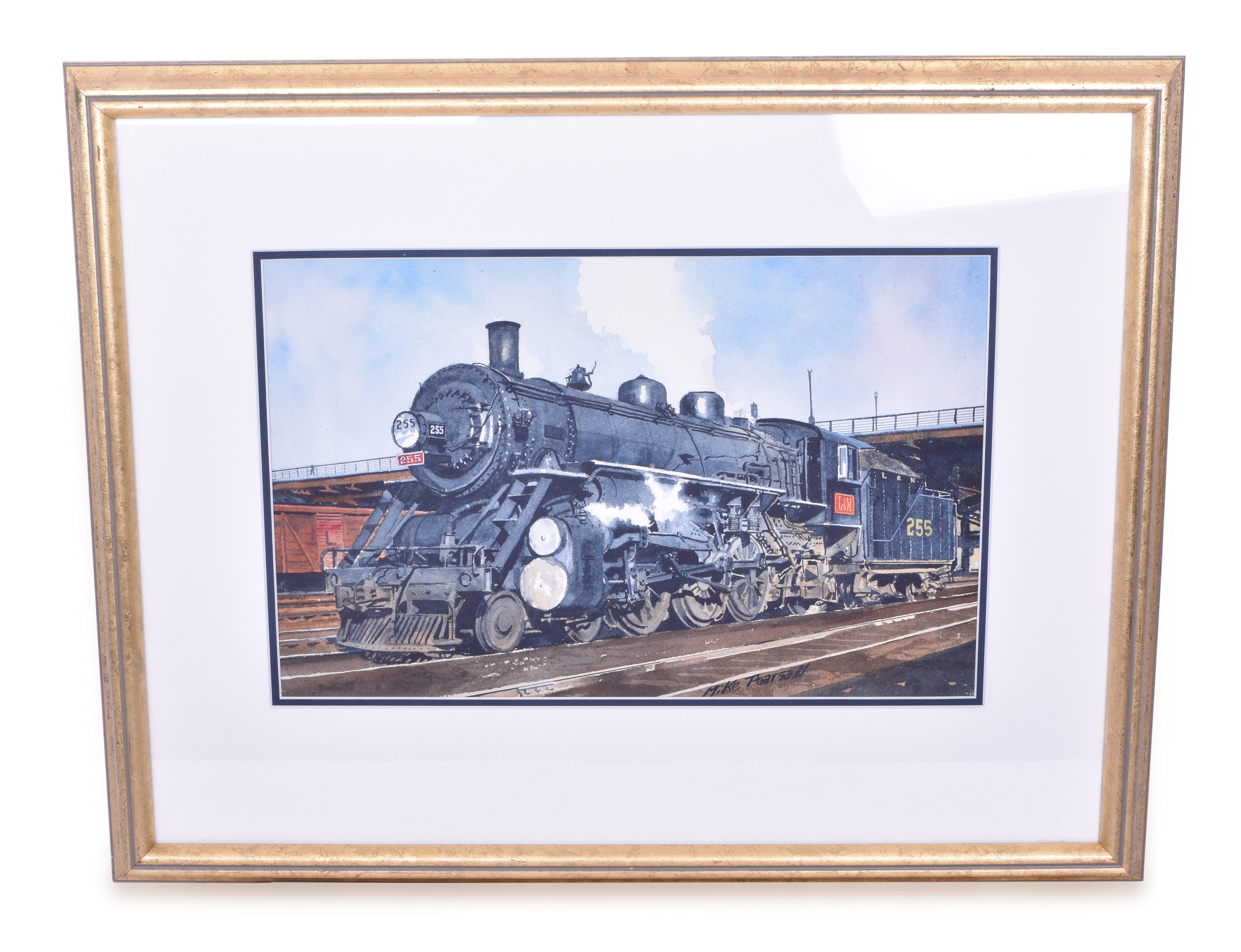 3370 - Mike Pearsall Louisville and Nashville Railroad Original Watercolor Painting - Steam locomotive #255 thumbnail