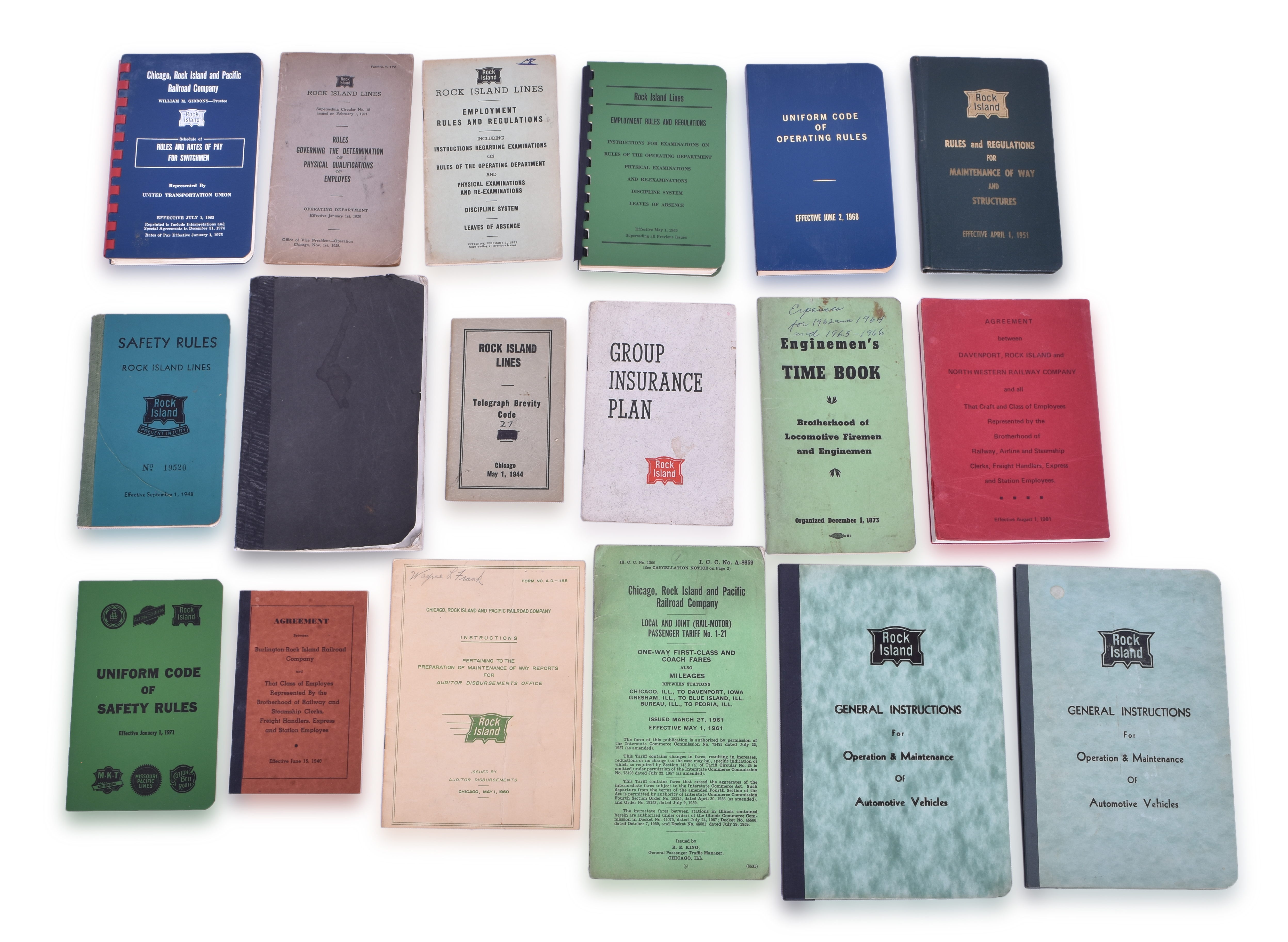 3372 - Group of Fifteen Rock Island and CB&Q Railroad Rule Books thumbnail
