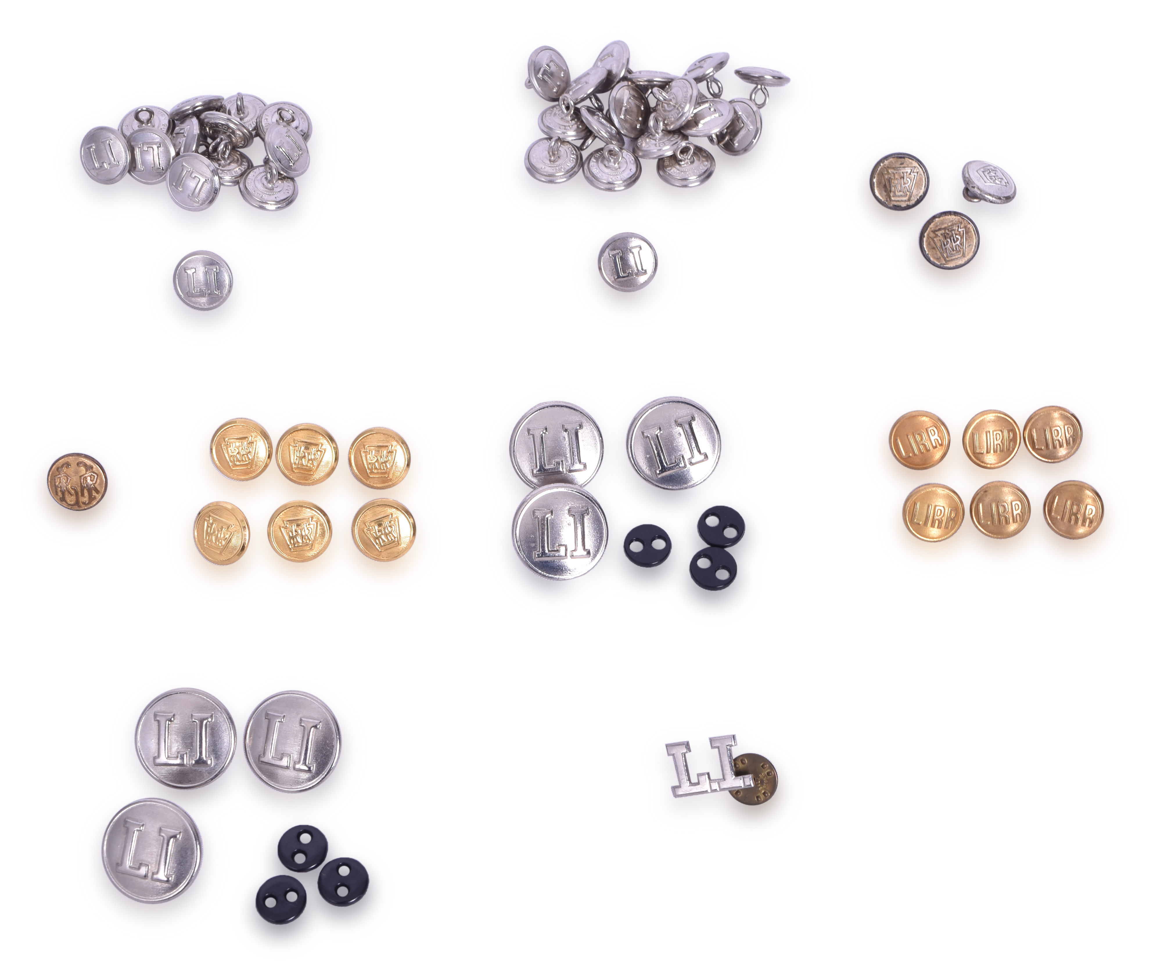 3378 - Fifty Two Long Island Railroad Uniform Buttons and Lapel Pins thumbnail