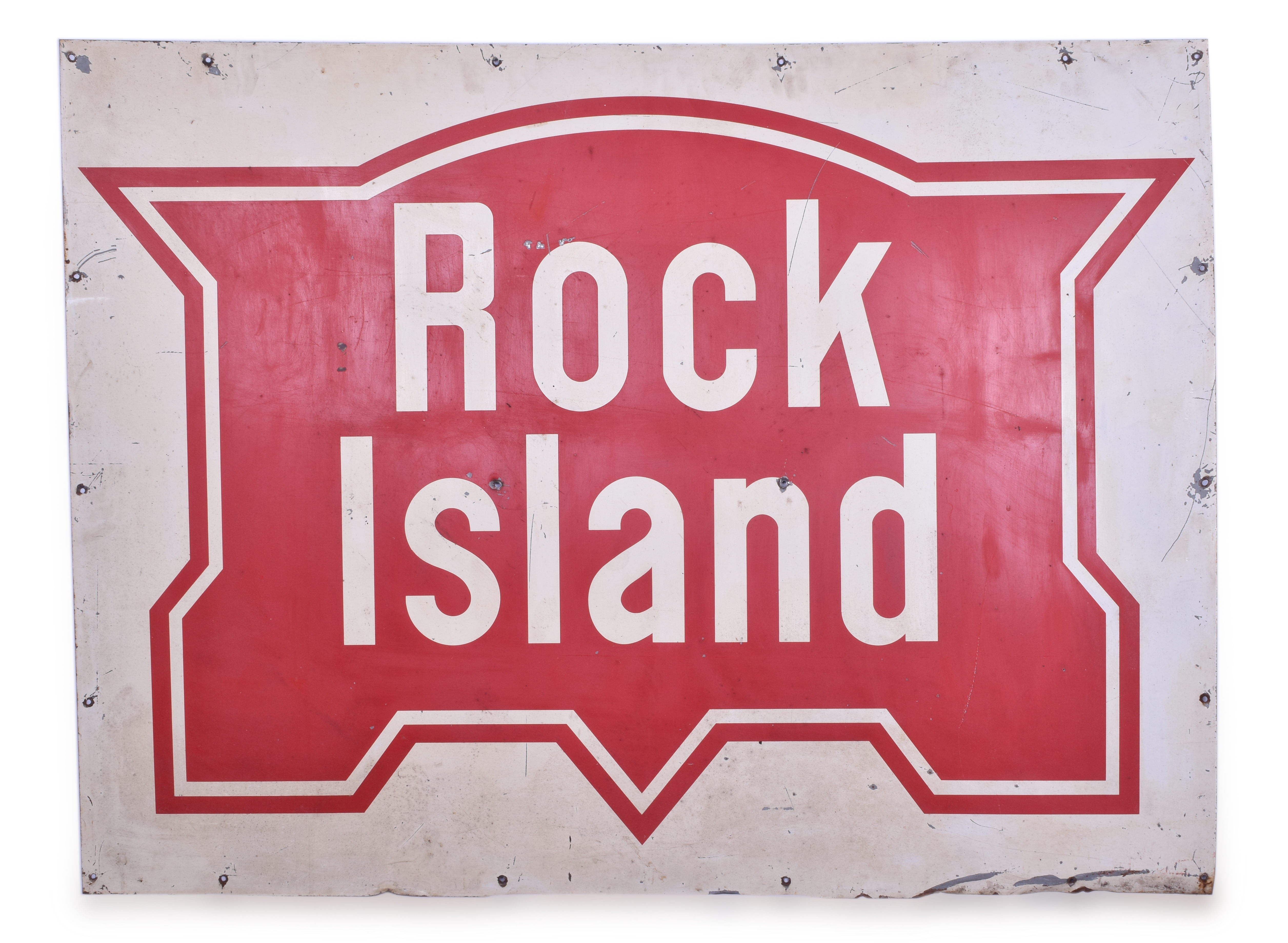 3384 - Painted Steel Rock Island Railroad / Rock Island Trailer Service Sign thumbnail
