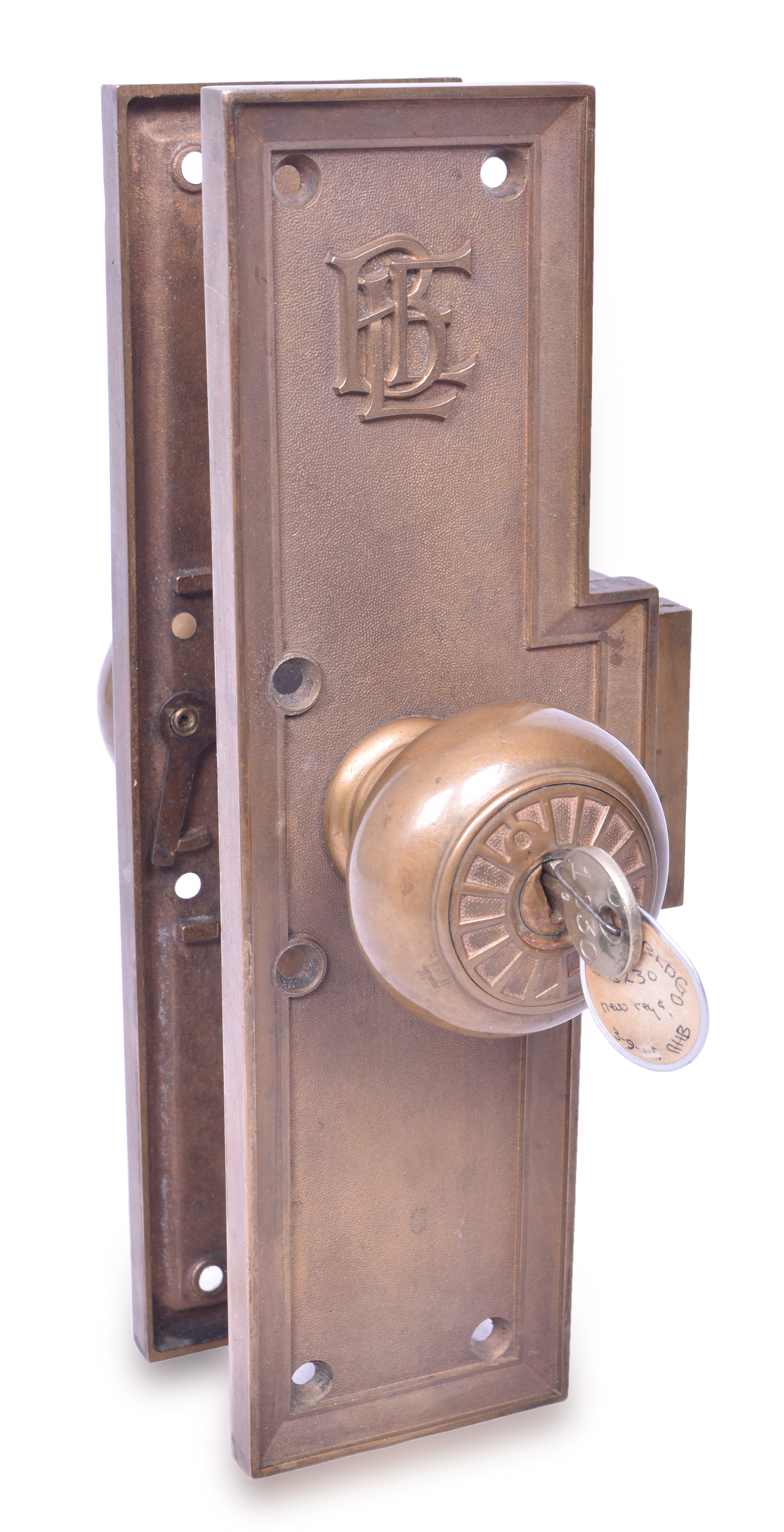 3398 - Brotherhood of Locomotive Engineers Yale Lock Set w/ Key - Engineers Building Cleveland Ohio thumbnail