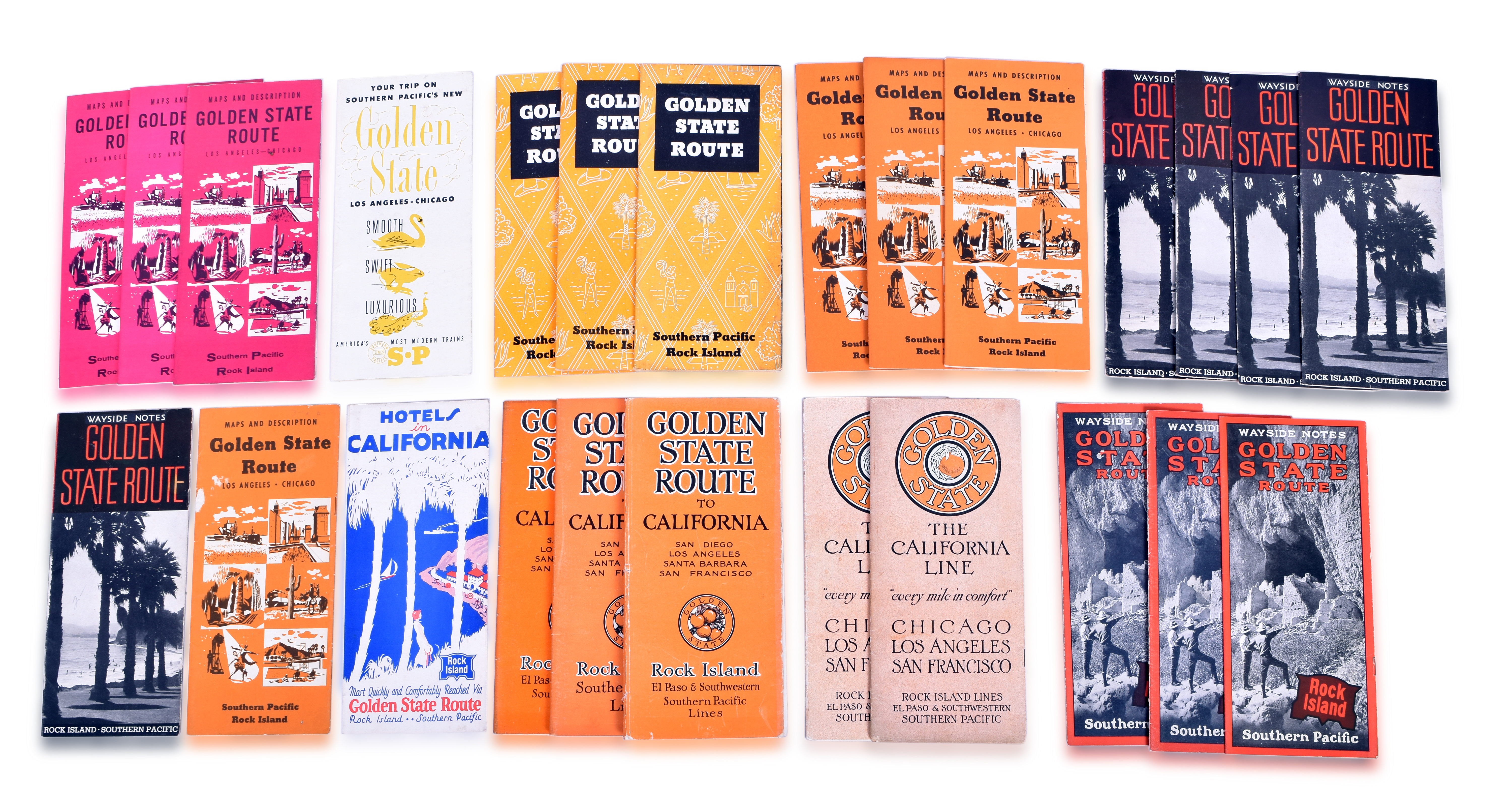 3445 - The Golden State Limited Southern Pacific and the Rock Island Railroad Travel Brochures with Schedules from 1915's, through 1960's thumbnail