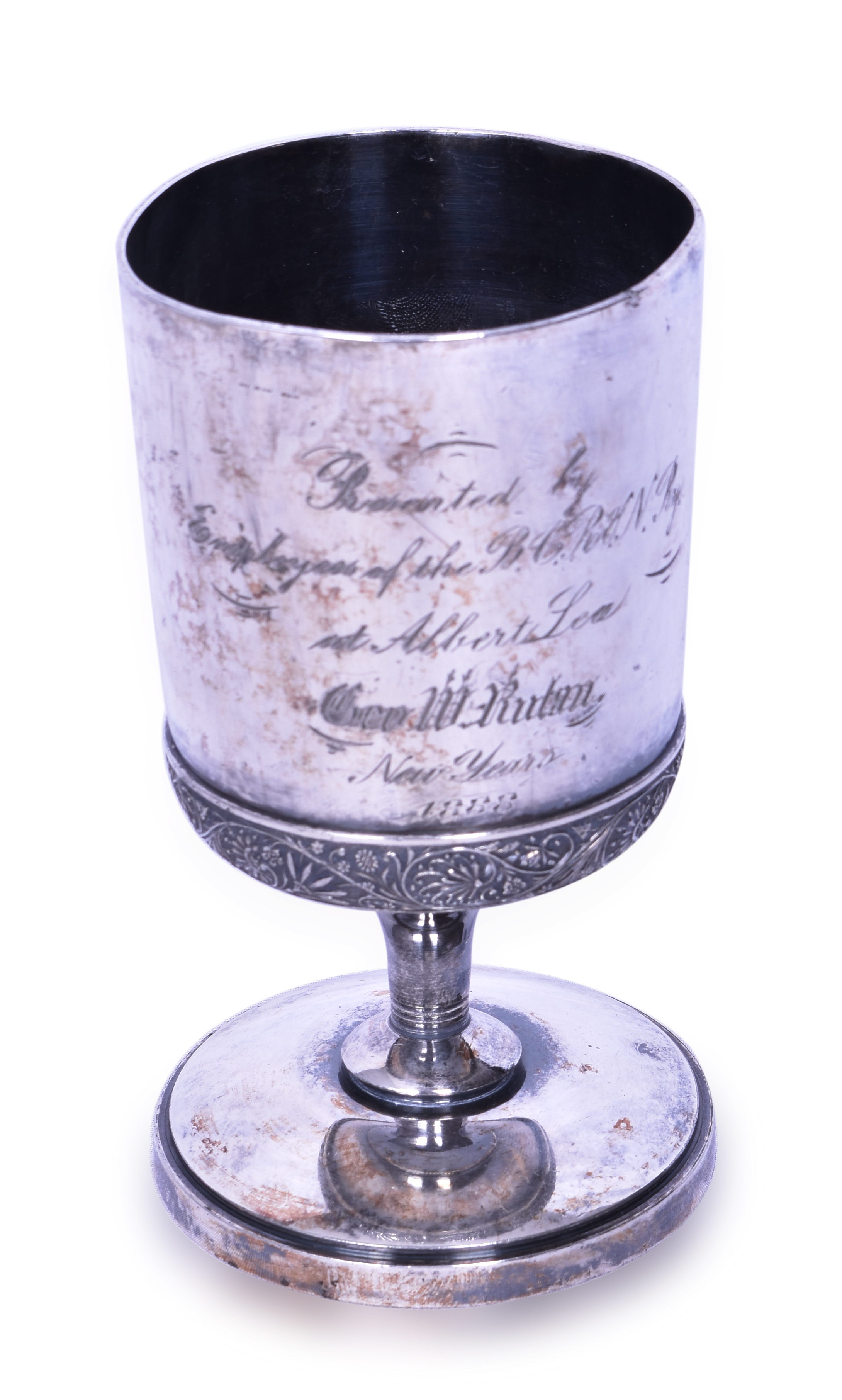 3463 - 1888 Burlington, Cedar Rapid & Northern Rockford Silver Plate Loving Cup thumbnail