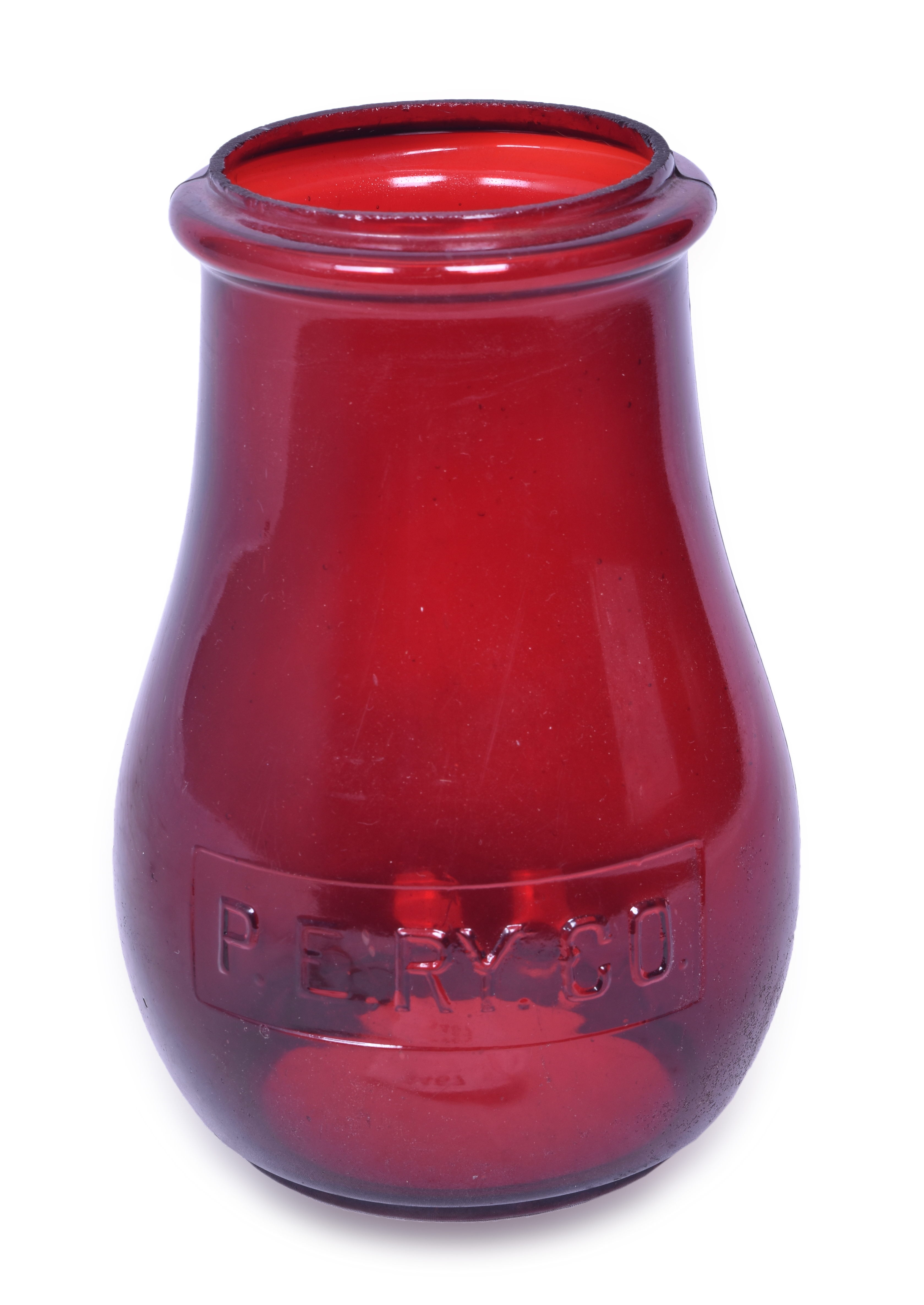 3467 - Pacific Electric Railway Tall Red Lantern Globe w/ Lettering Cast in Panel thumbnail