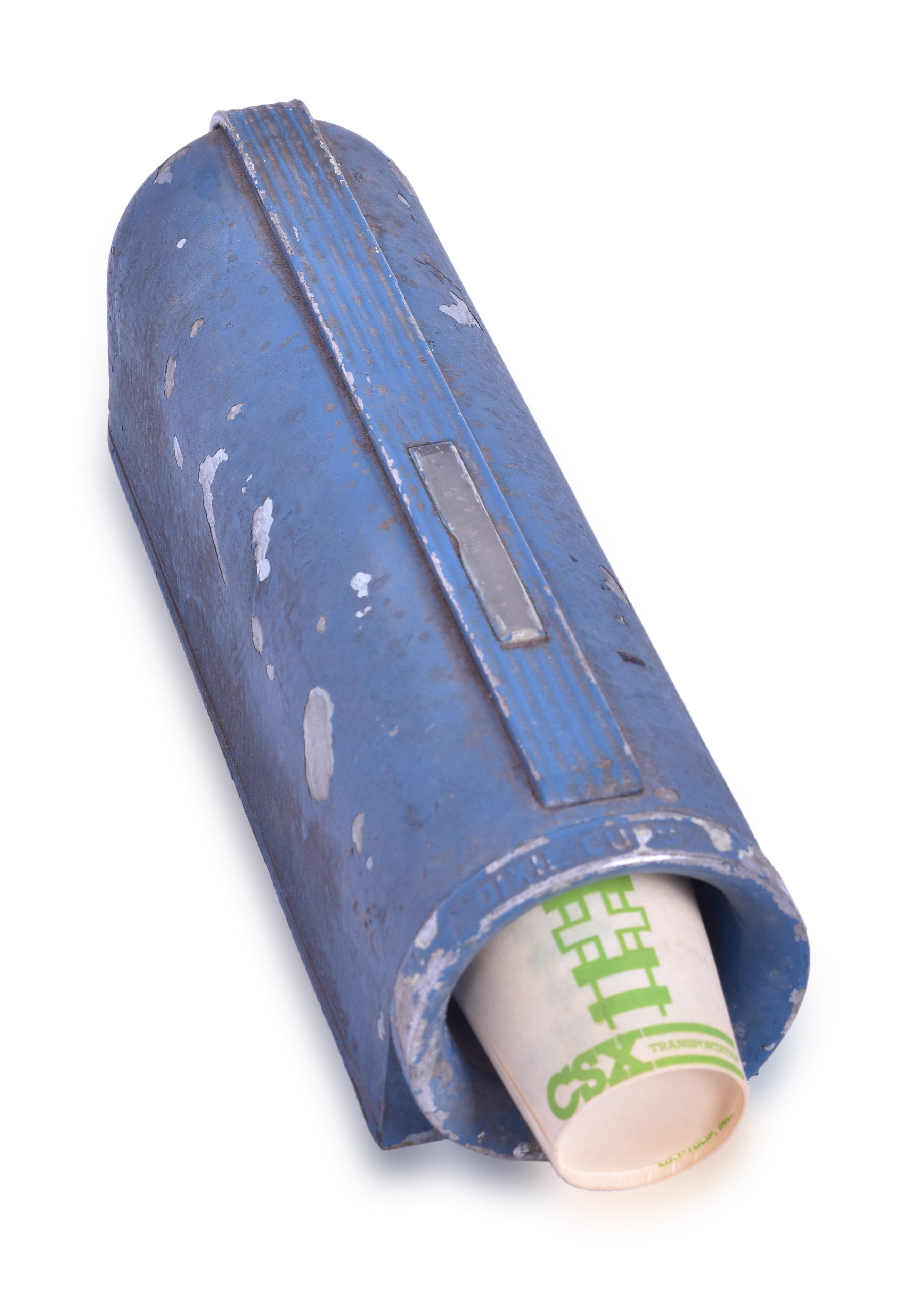 3527 - Dixie Cup Cast Aluminum Wall Dispenser w/ CSX Railroad Cups thumbnail