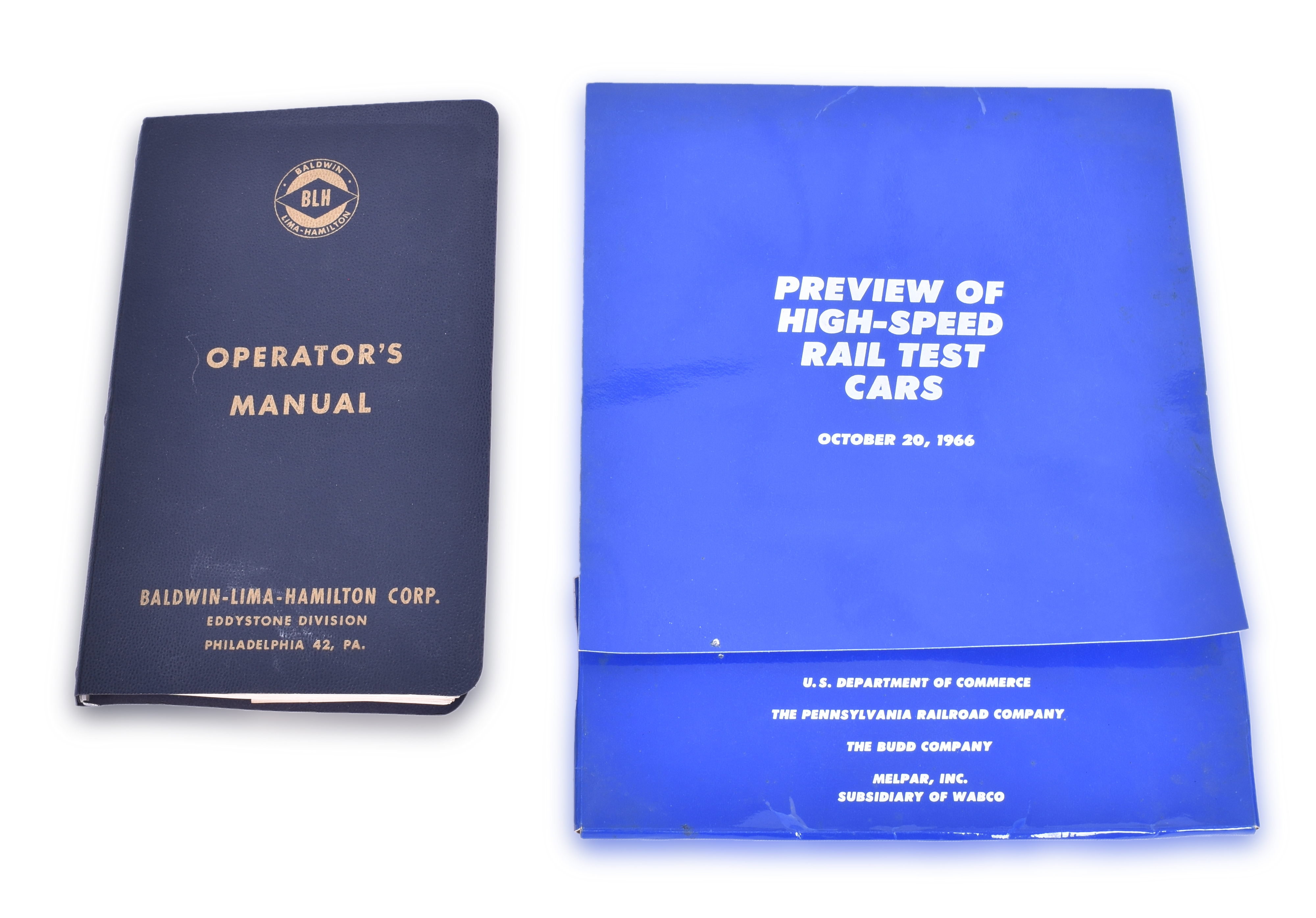 3543 - Baldwin Pennsylvania Shark Locomotive Operators Manual and Budd 1966 160MPH Test Train Results thumbnail