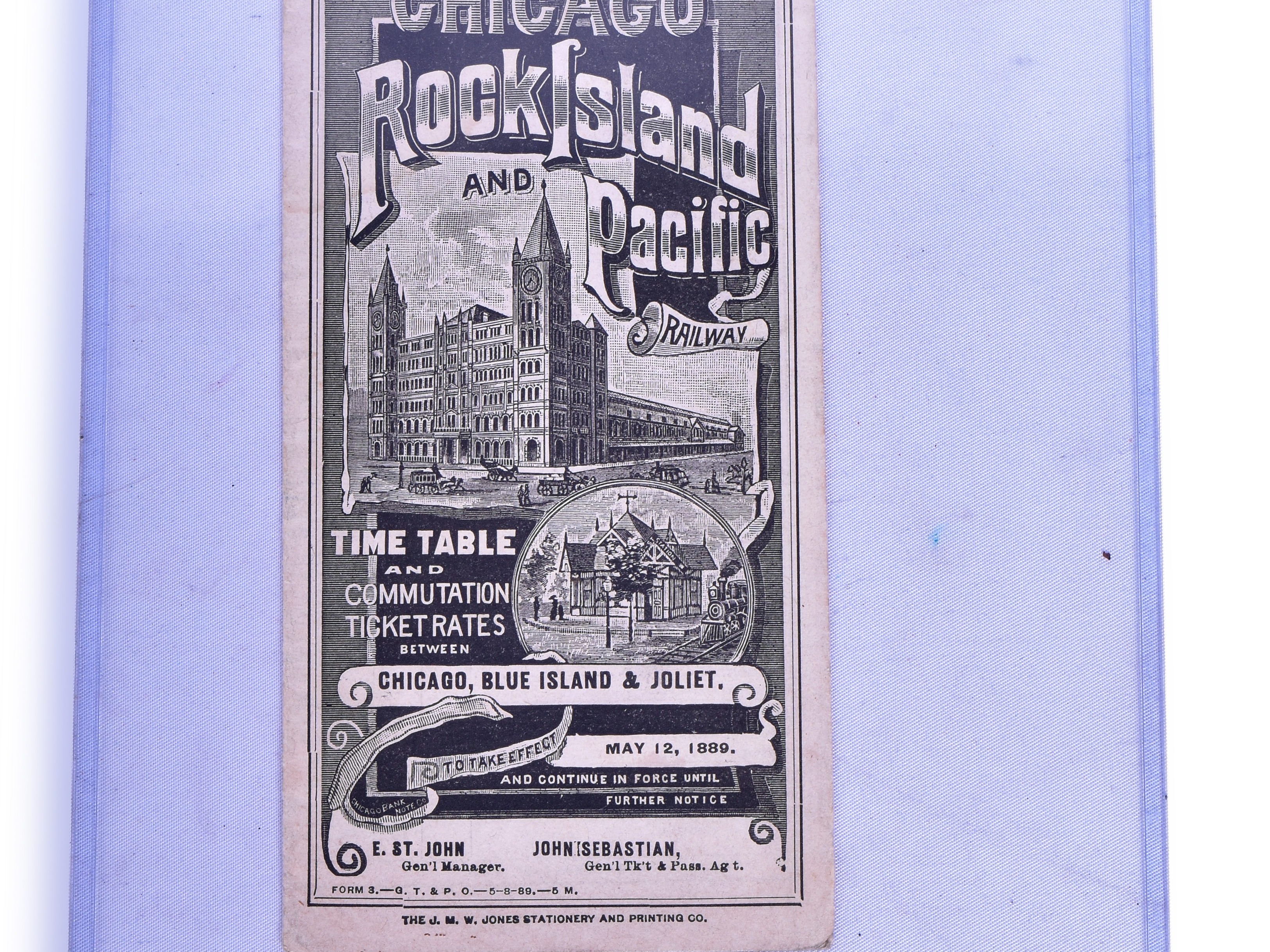 3427 - The Chicago, Rock Island and Pacific Railroad 1889 Chicago, Blue Island & Joliet Timetable thumbnail