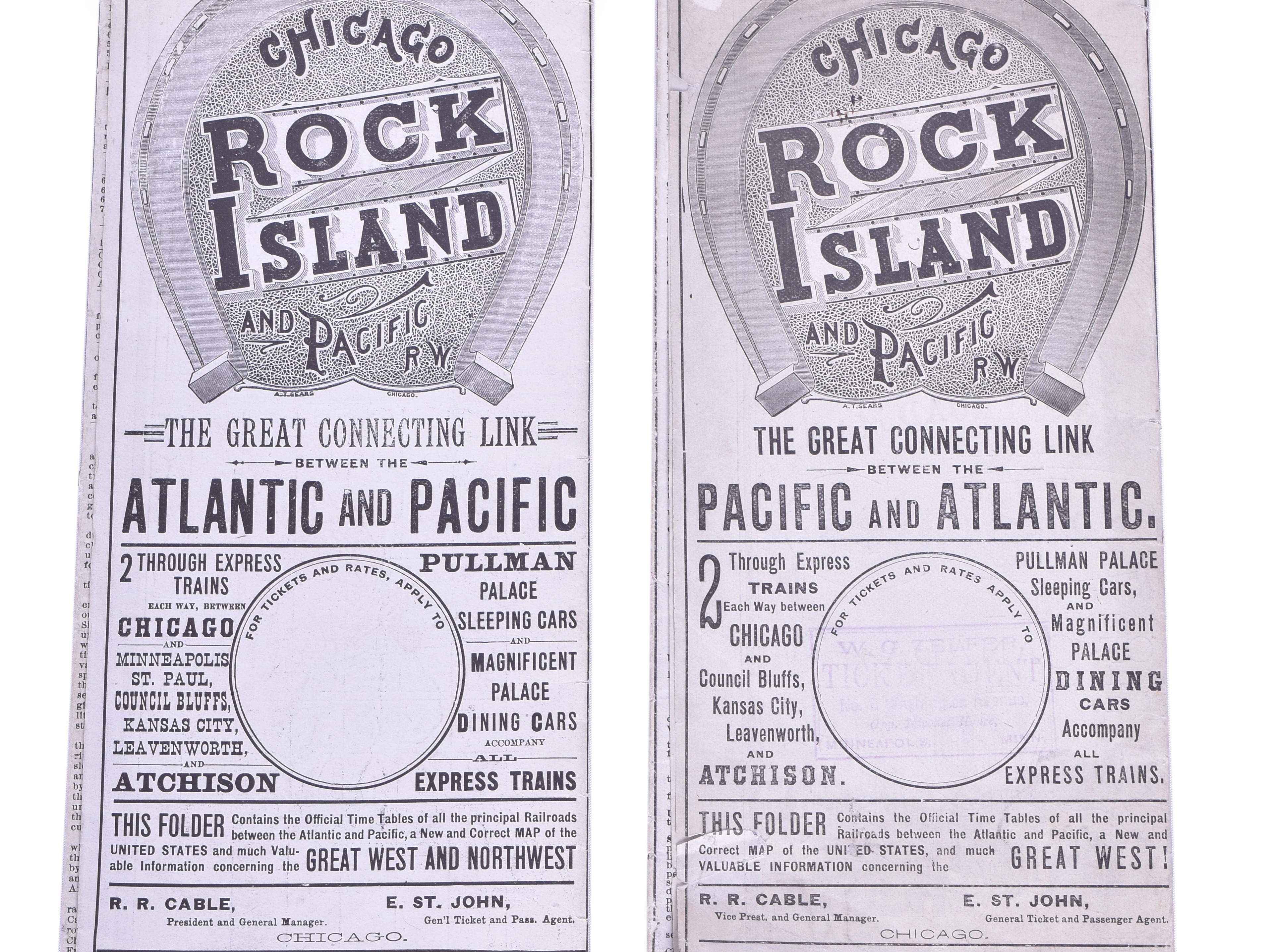 3435 - The Chicago, Rock Island and Pacific Railroad 1880's Pacific and Atlantic Timetables thumbnail