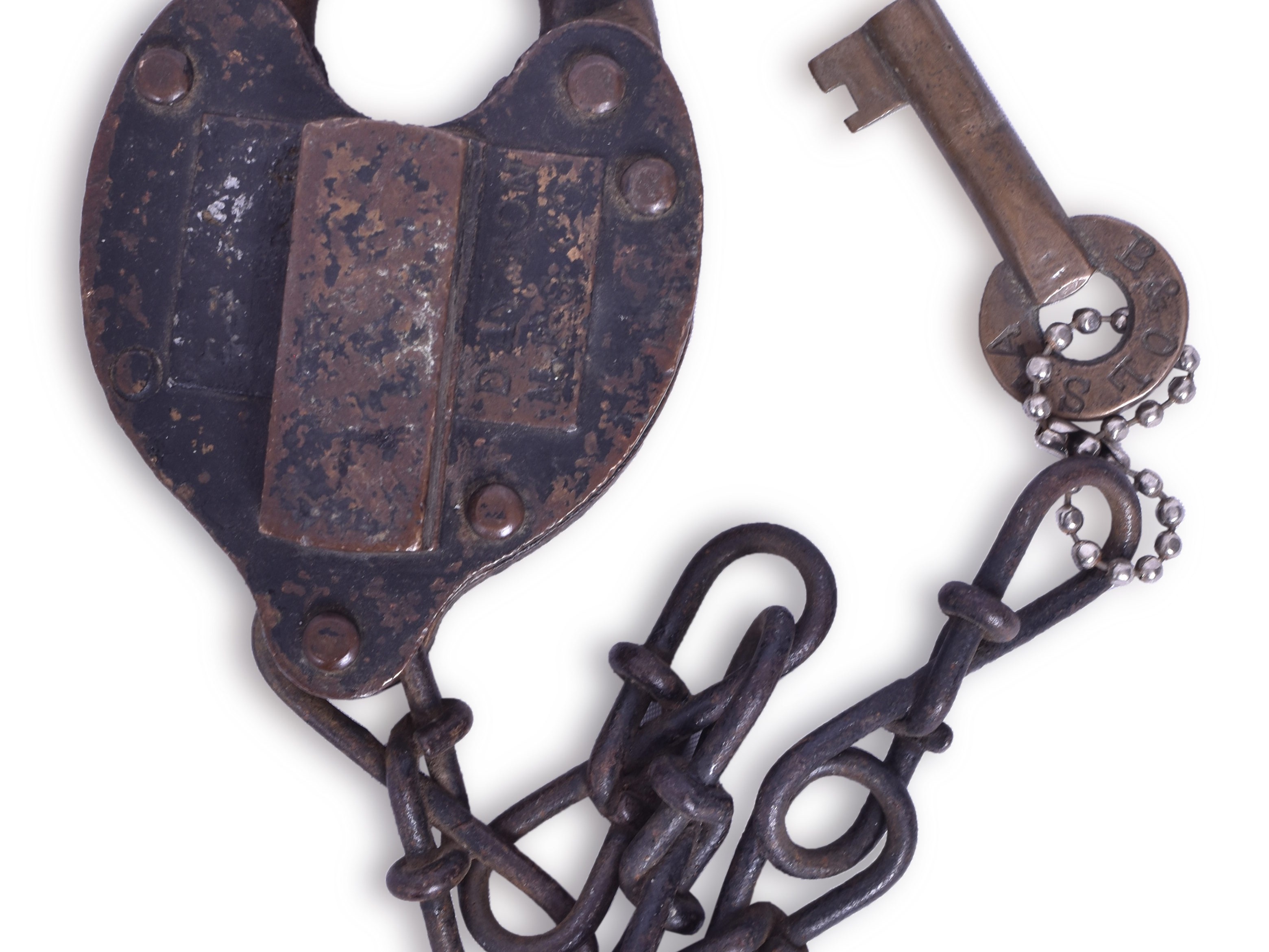 3454 - Dayton Brass Heart Shaped Lock with Baltimore and Ohio Railroad Station Key thumbnail