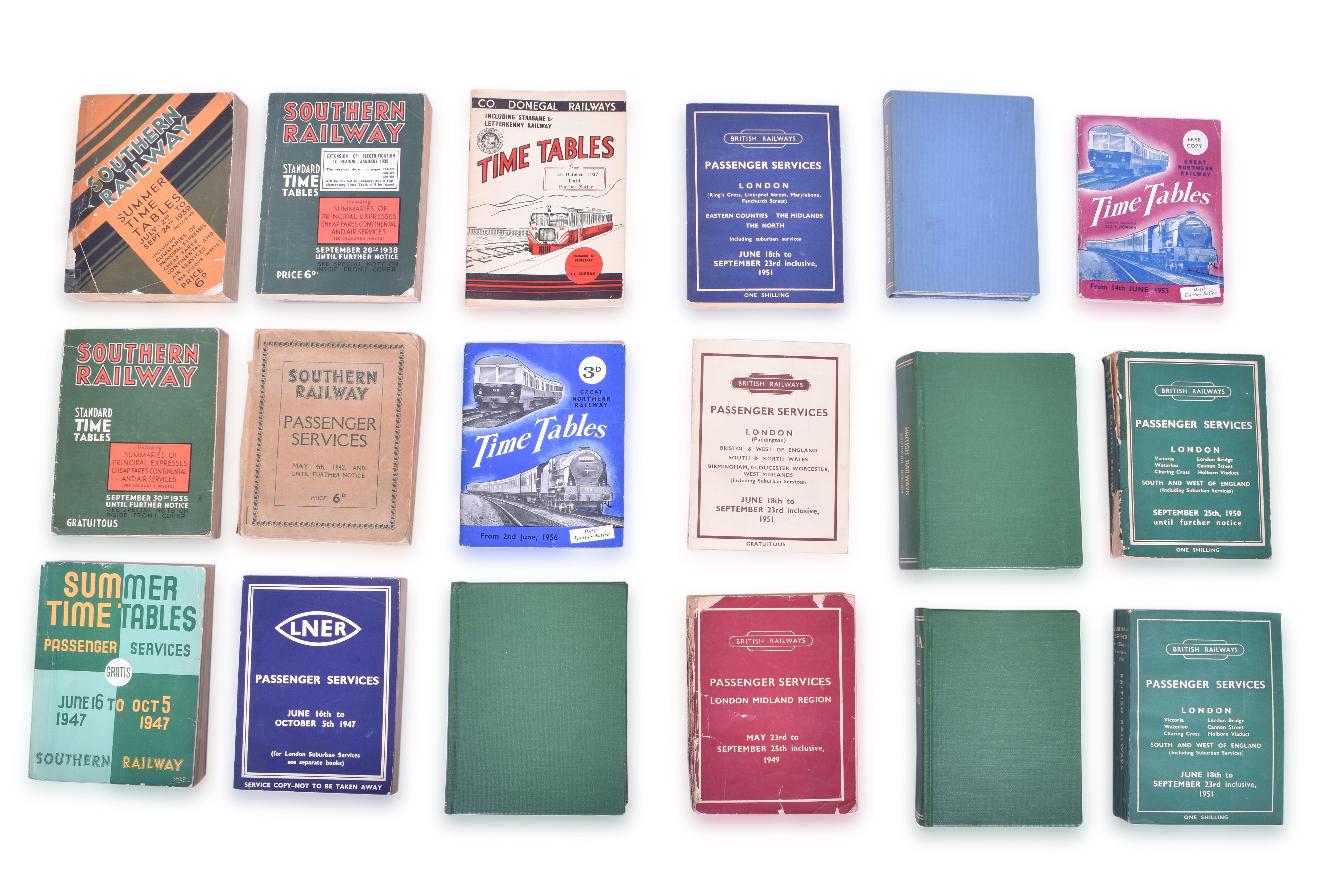 3485 - Large group of British / United Kingdom Railway Timetables - Southern, British Railway, LNER, etc. thumbnail