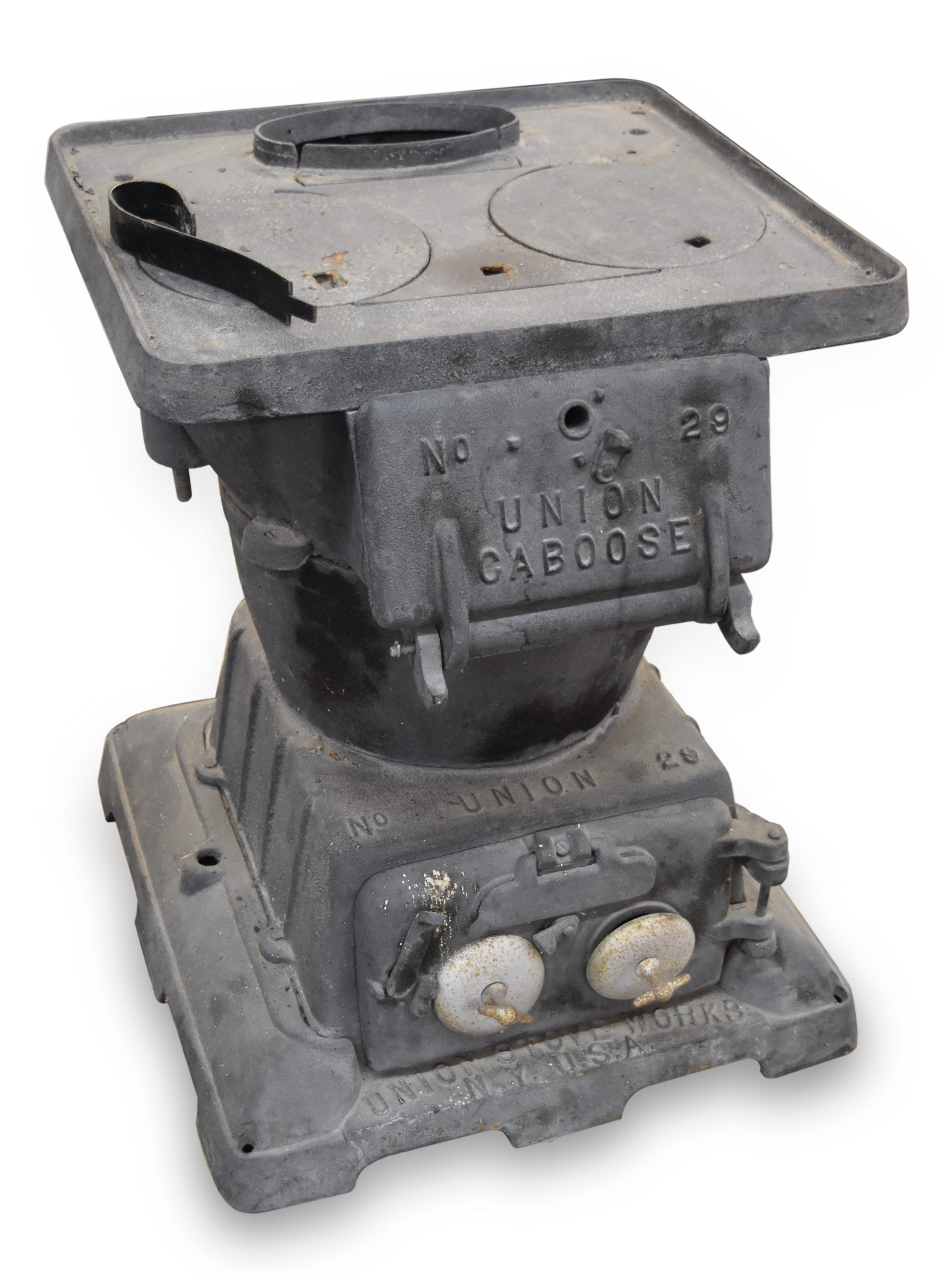 3492 - Union No. 29 Cast Iron Coal Fired Railroad Caboose Stove thumbnail