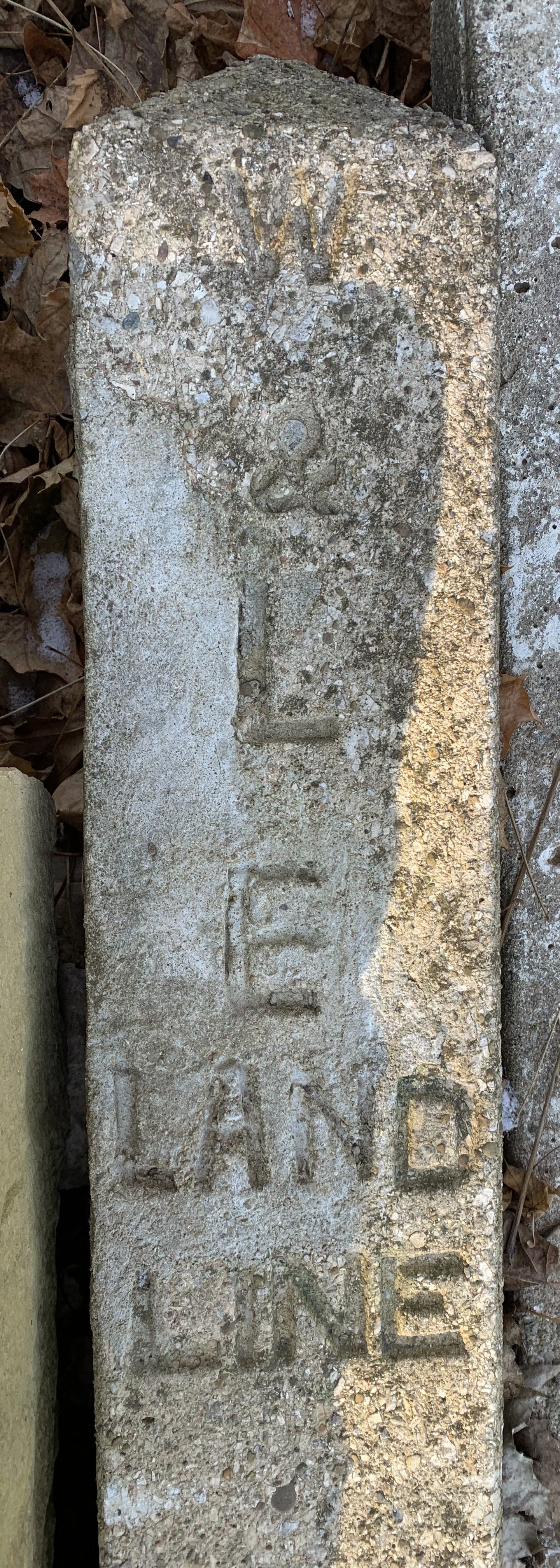 3494 - Wheeling and Lake Erie Railroad Concrete Land Line Marker thumbnail