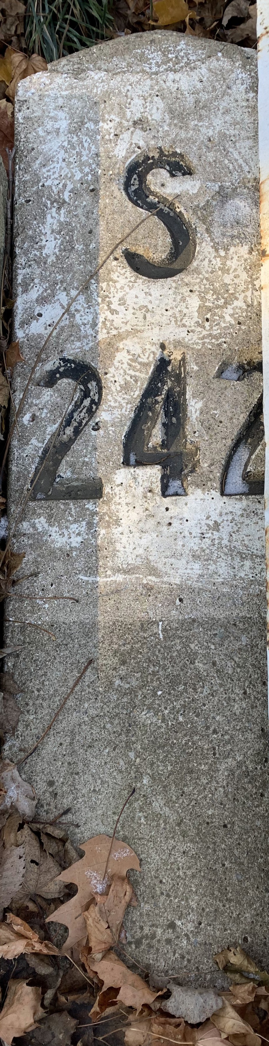 3498 - Erie Railroad S 242 Concrete Railroad Mile Marker thumbnail