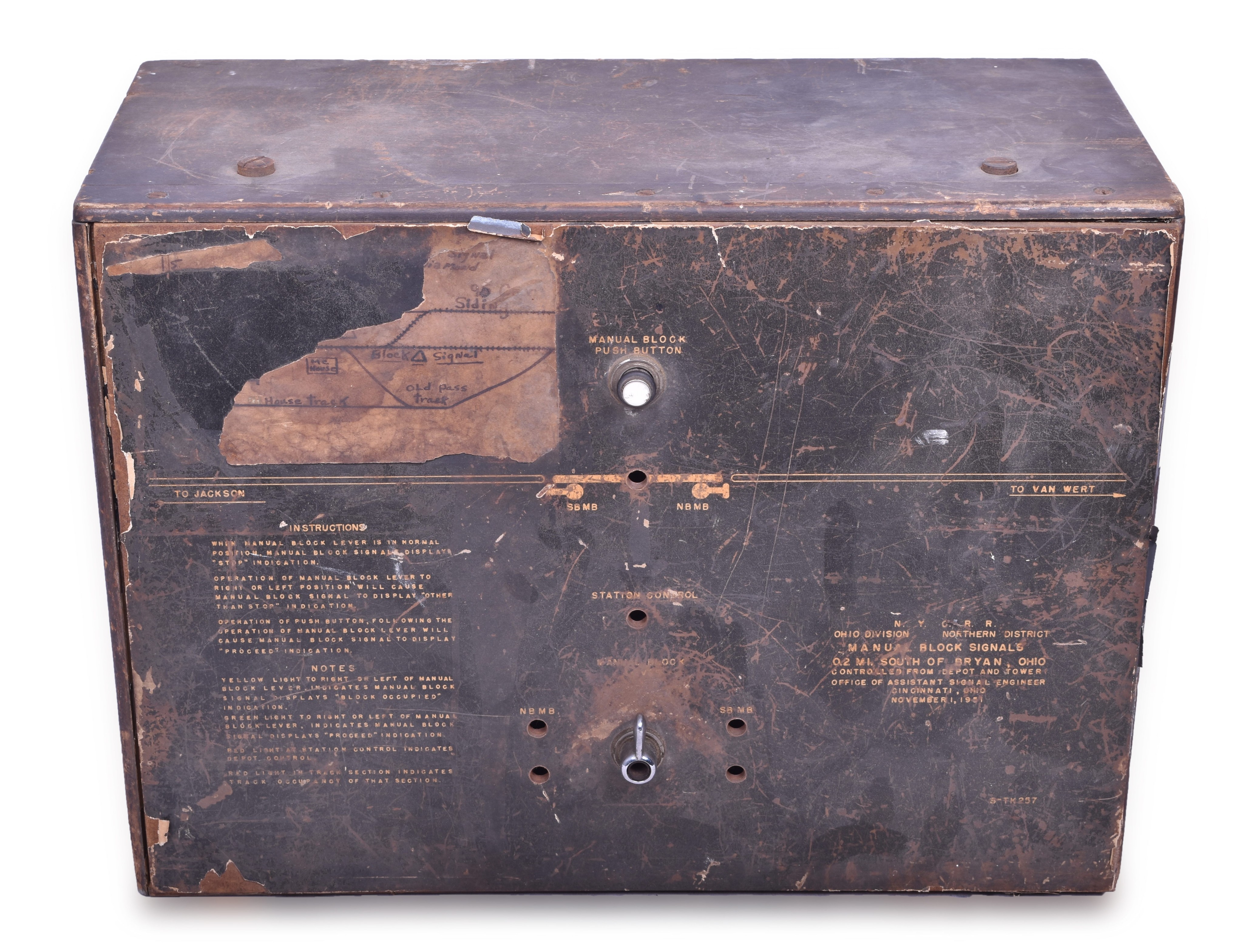 3503 - New York Central Railroad - Bryan Ohio - Manual Block Signal Operation Panel thumbnail