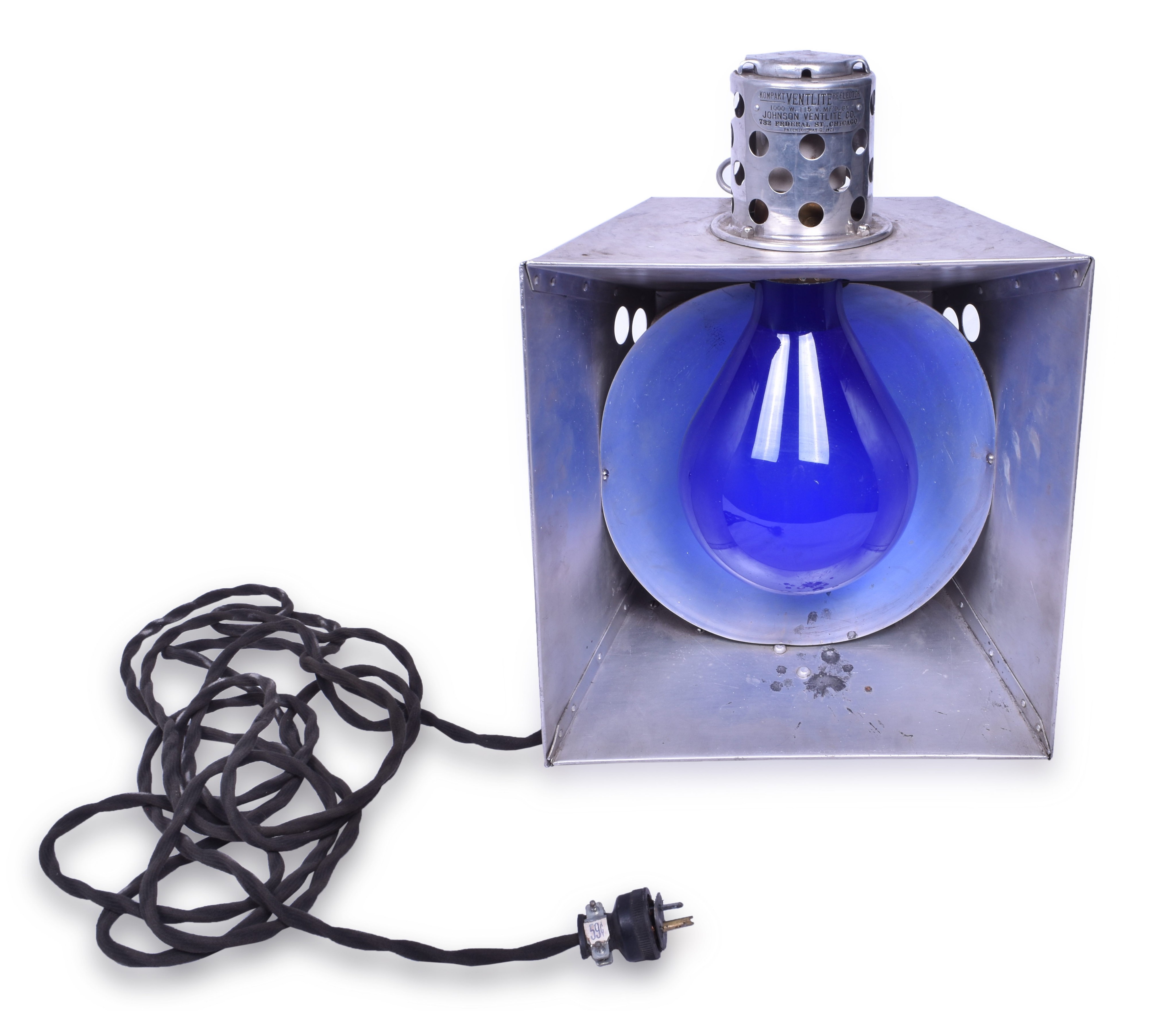 3507 - Johnson Kompakt Ventlite Reflector Lamp w/ Original Case and Railway Express Agency Tag thumbnail